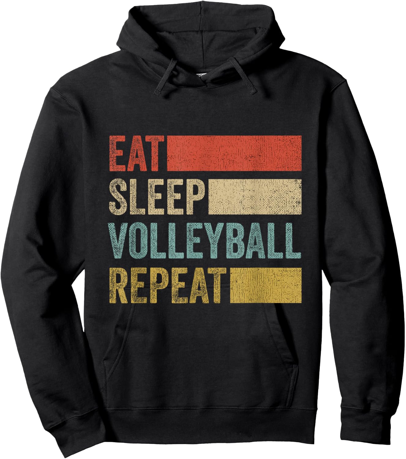 Retro Eat Sleep Volleyball Repeat Lustiges Volleyball Hoodie - Hoodie | Black