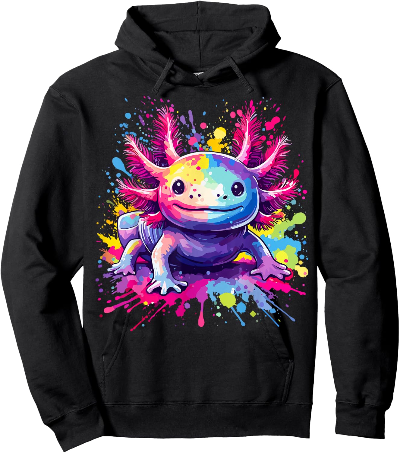 Axolotls Lovers Colorful Splash Art Kawaii Axolotl Hoodie - Hoodie | Black