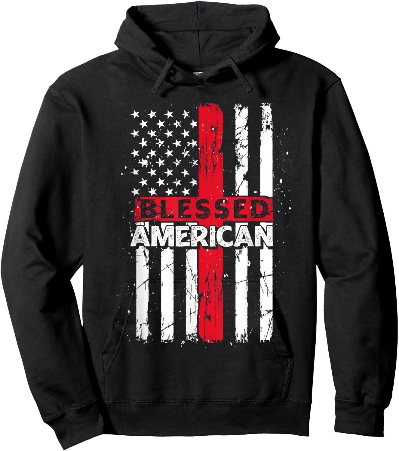 Christian American US Flag Freedom Patriotic 4th Of July Kids Men Hoodie - Hoodie | Black