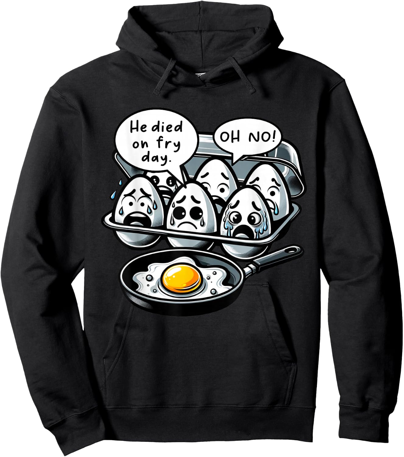 Funny Egg Meme Fried Egg Fry Day Hoodie - Hoodie | Black