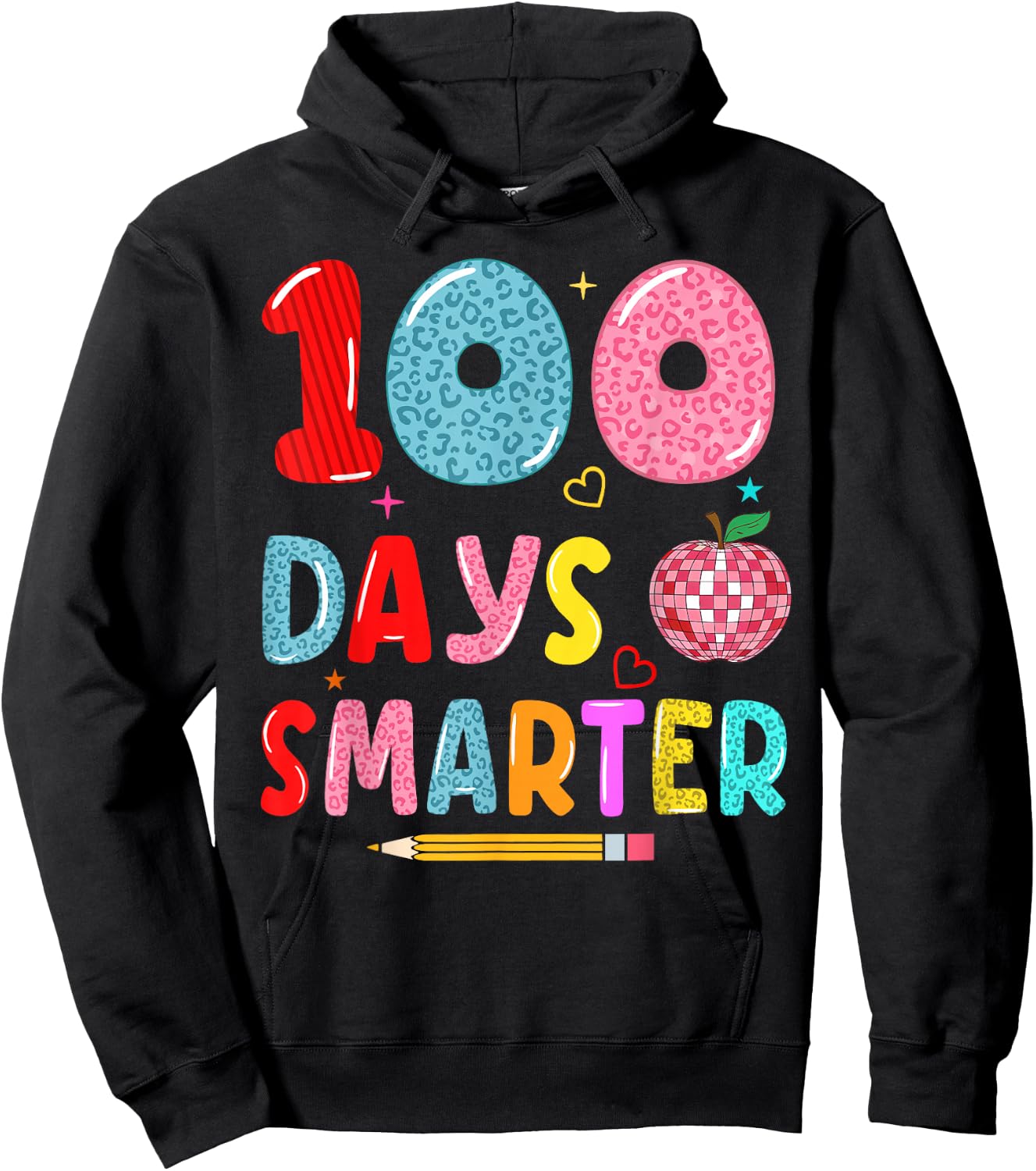 100 days Smarter leopard 100th Day Of school girls boys Hoodie - Hoodie | Black