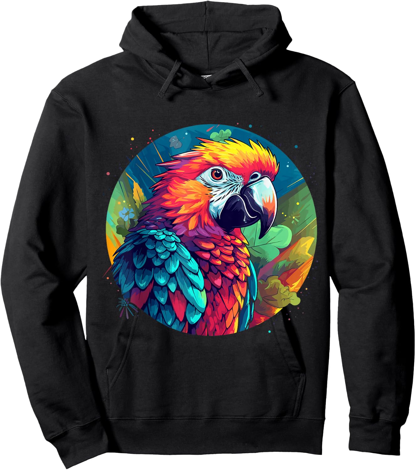 Colourful Parrot Hoodie - Hoodie | Black