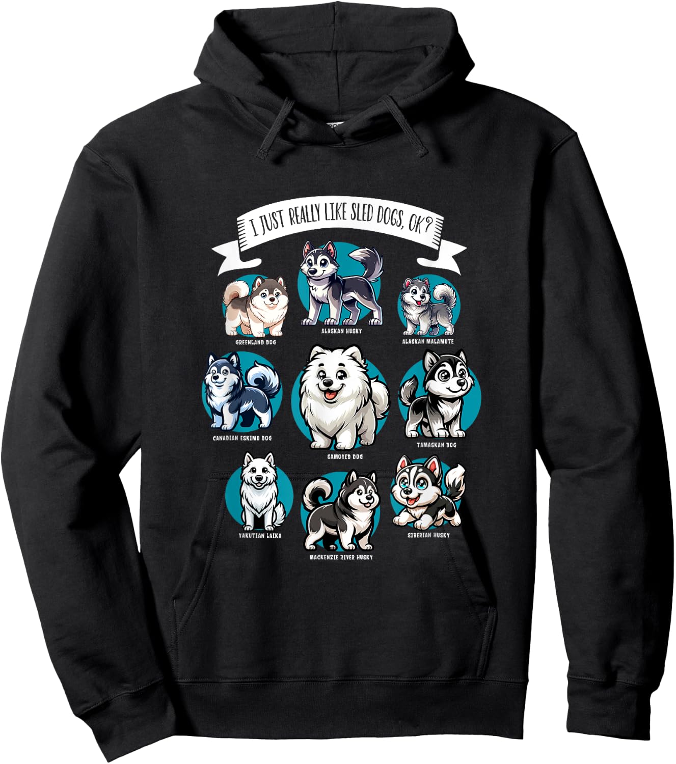 Various Sled Dog Breeds Women Girls Kids Hoodie - Hoodie | Black