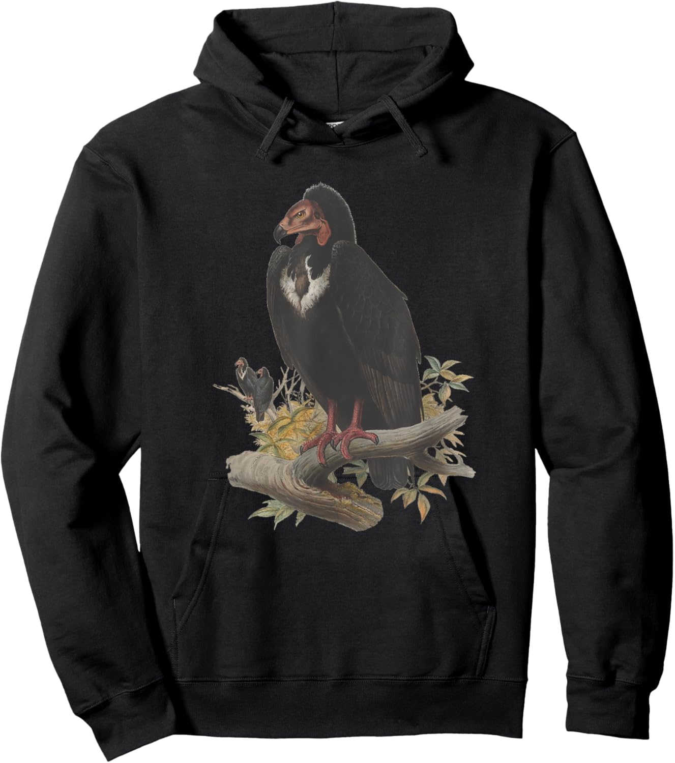Vintage Vulture Scientific Drawing Shirt - Turkey Red-Headed Hoodie - Hoodie | Black