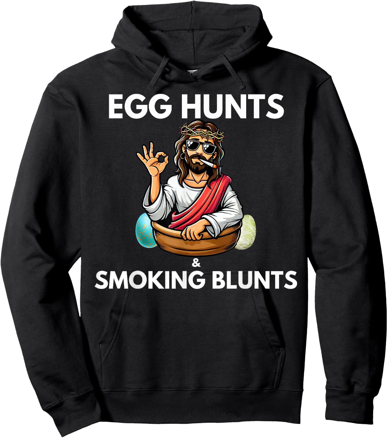 Easter 420 2025 Blunt Stoner Cannabis Weed Design -Adults Black Small Short Sleeve Modern Novelty Humor Gift Hoodie - Hoodie | Black