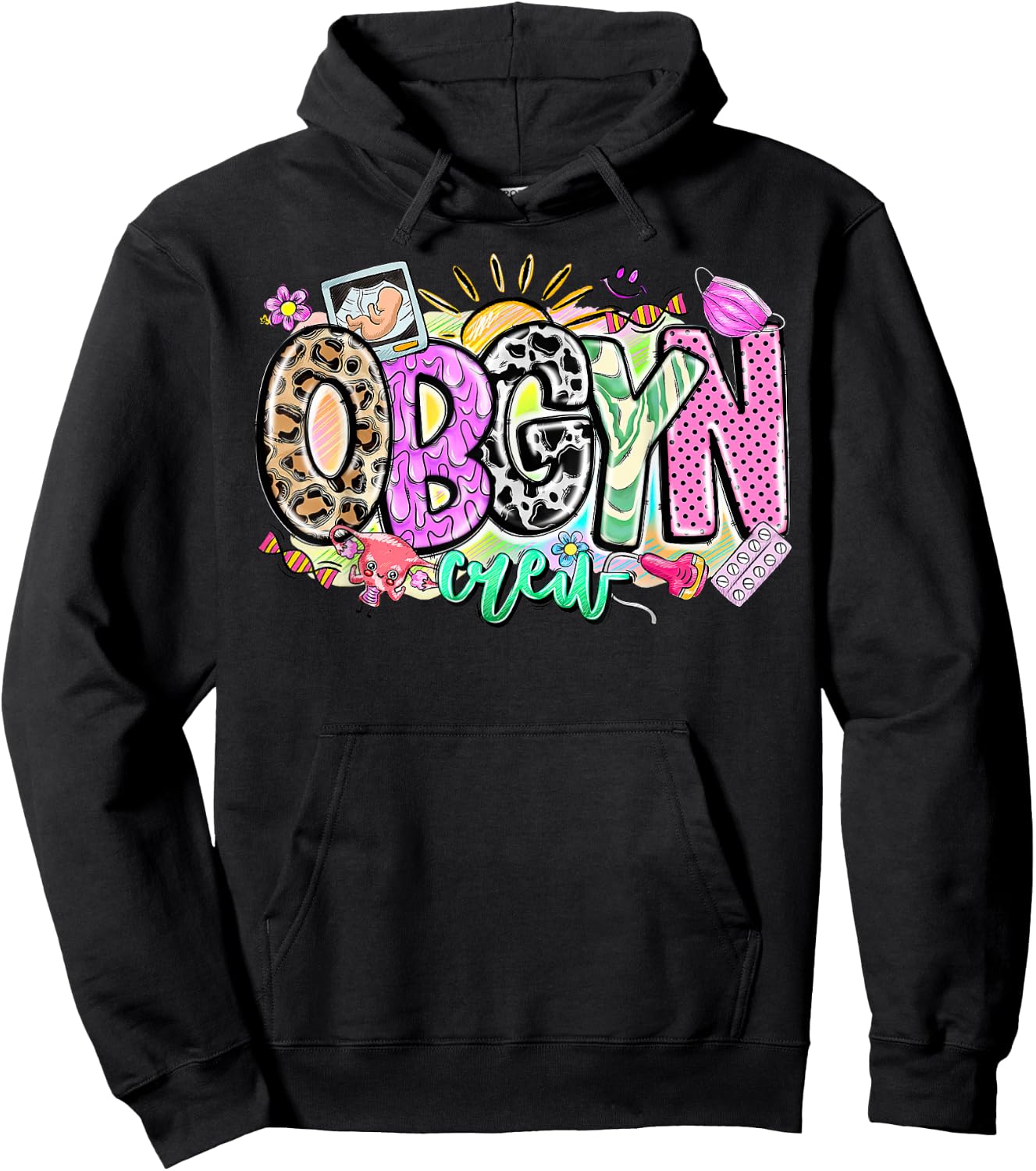 Leopard Obgyn Crew Obstetrician Gynecologist Doctor Nursing Hoodie - Hoodie | Black