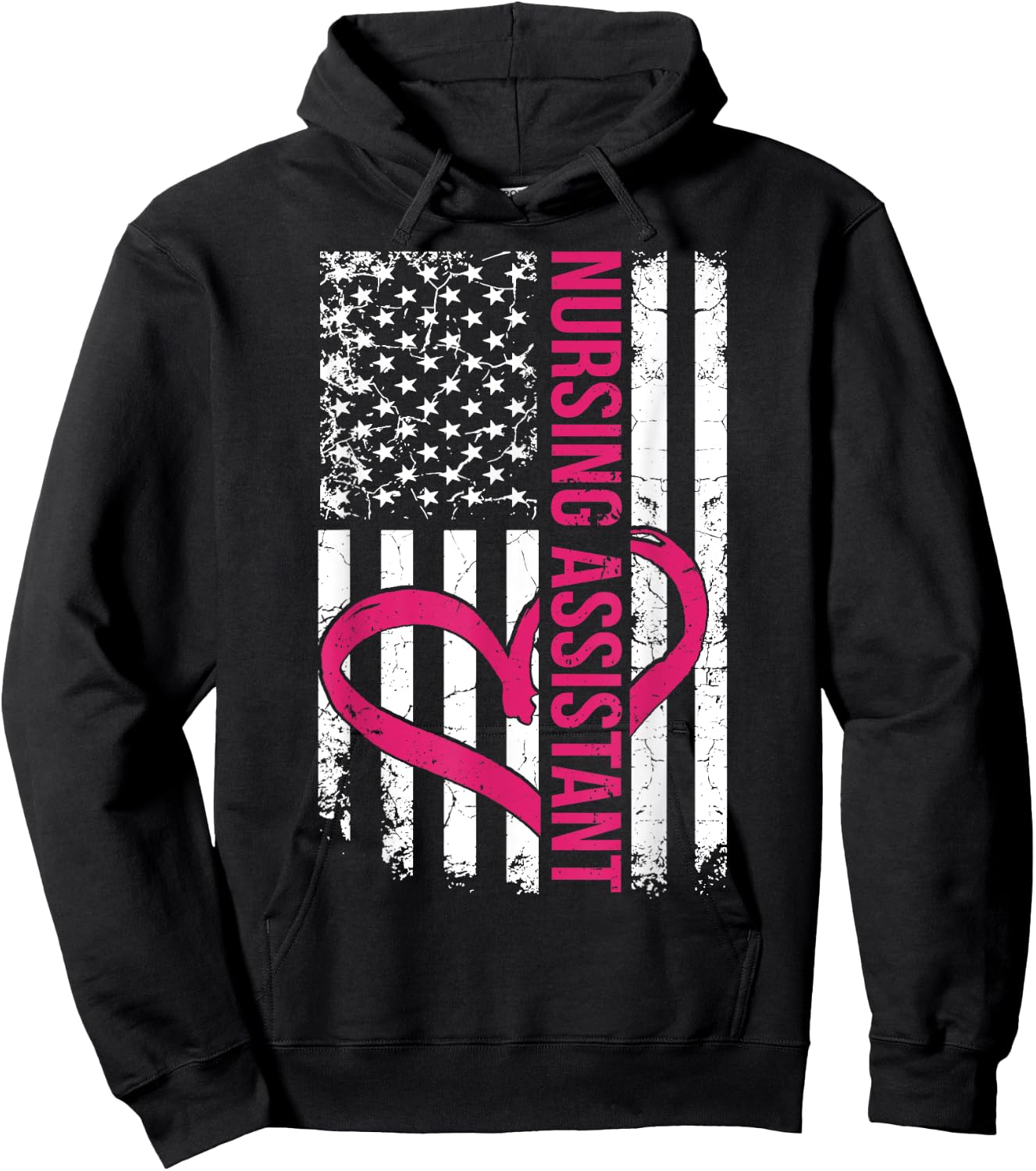 Nursing Assistant Nurse Flag Gift Women or Male CNA Nurses Hoodie - Hoodie | Black