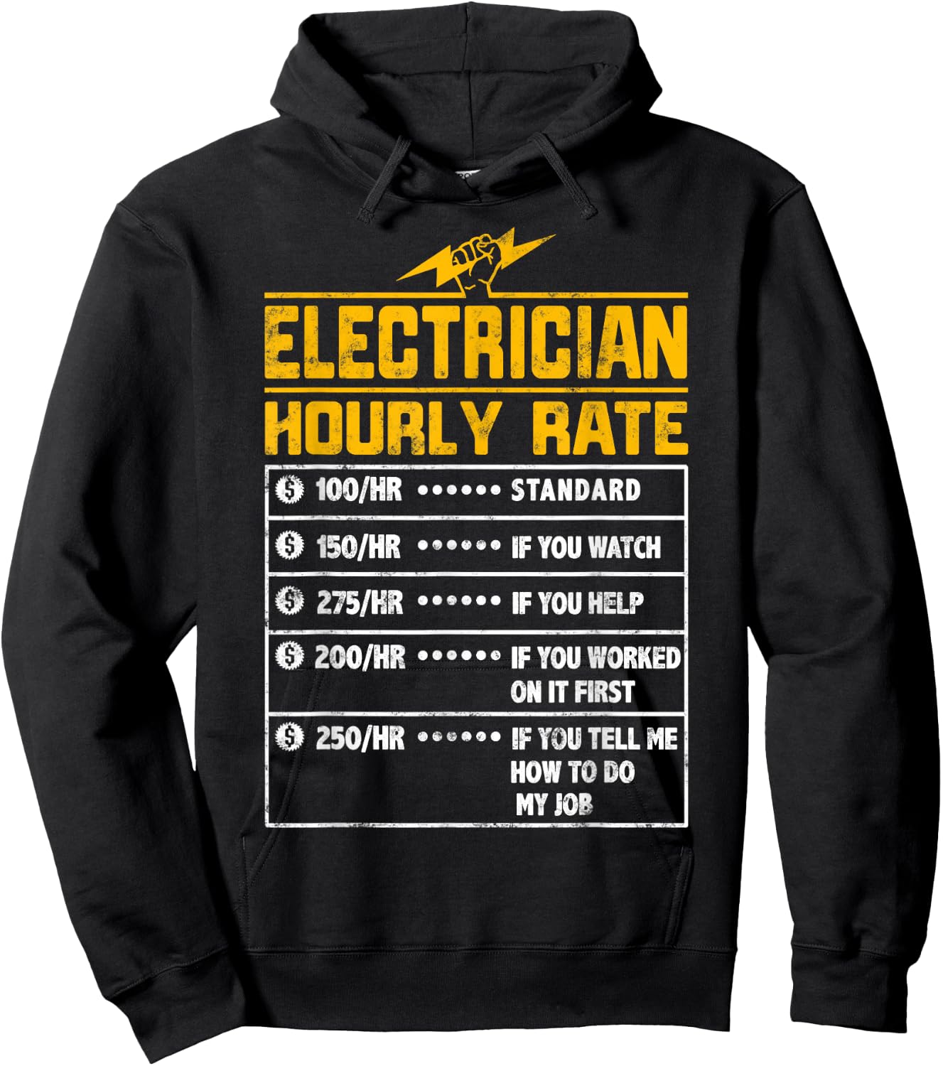 Electrician funny hourly rate Gift Electrician Dad Hoodie - Hoodie | Black