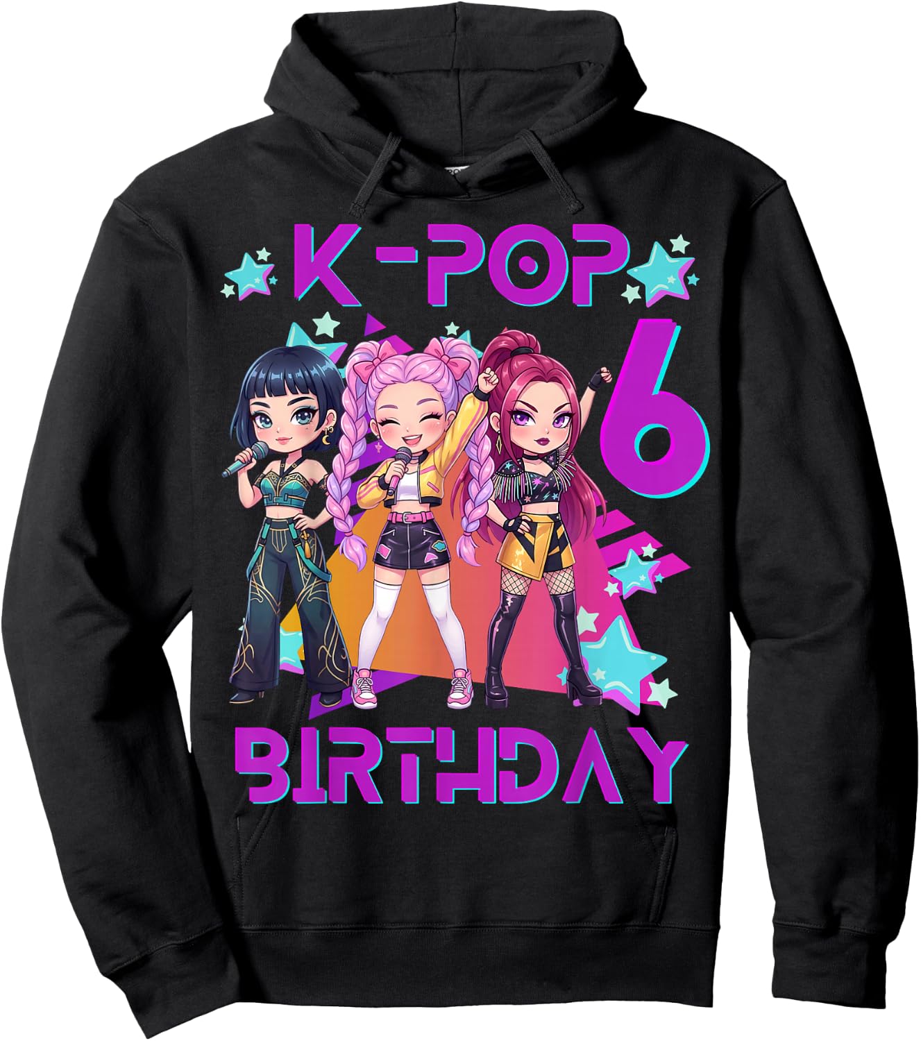 Lustiges Chibi Kpop Girl It's My 6th Birthday Hoodie - Hoodie | Black