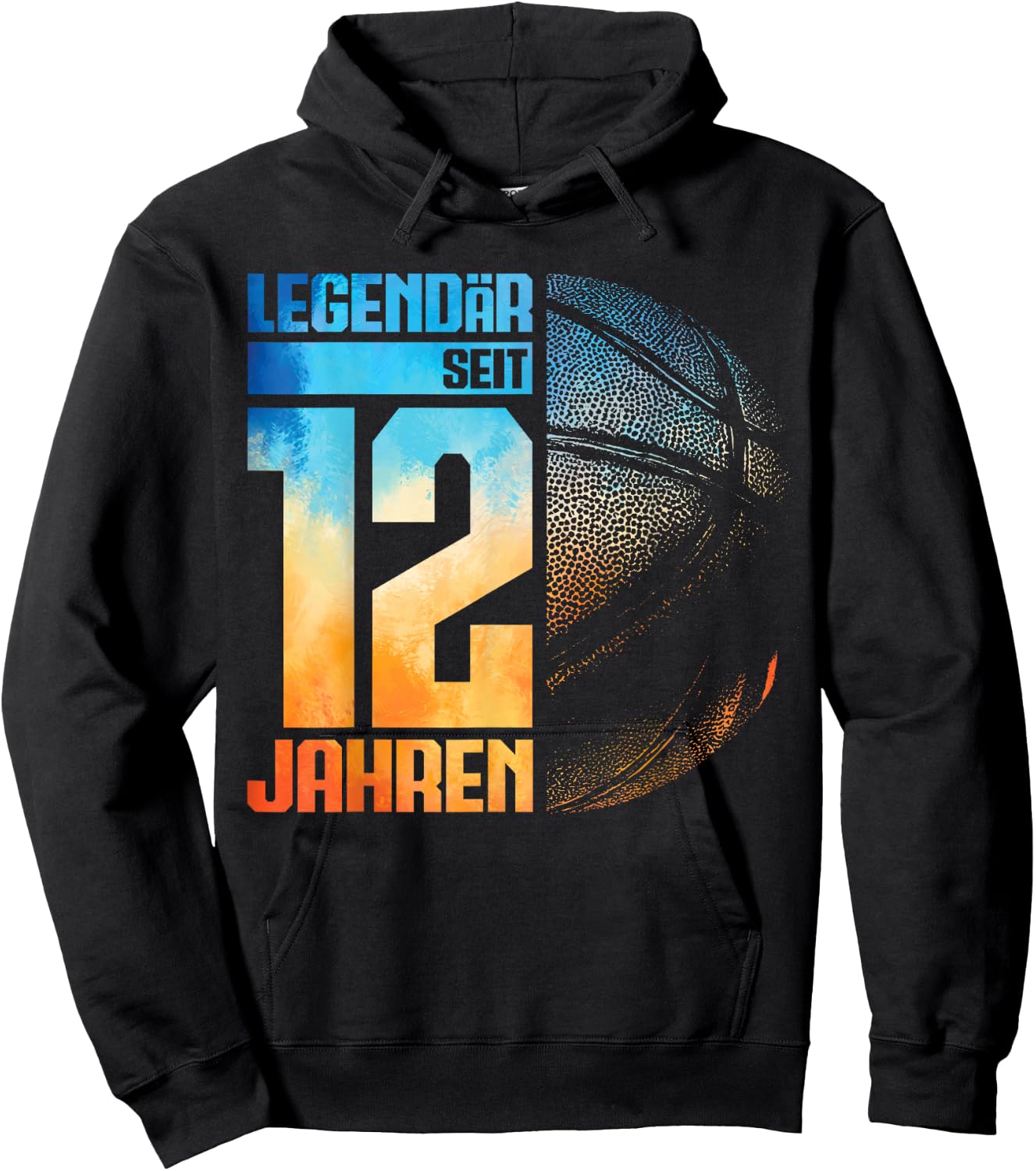 12th Birthday Retro Basketball Player 12 Years Boy Child , black Hoodie - Hoodie | Black