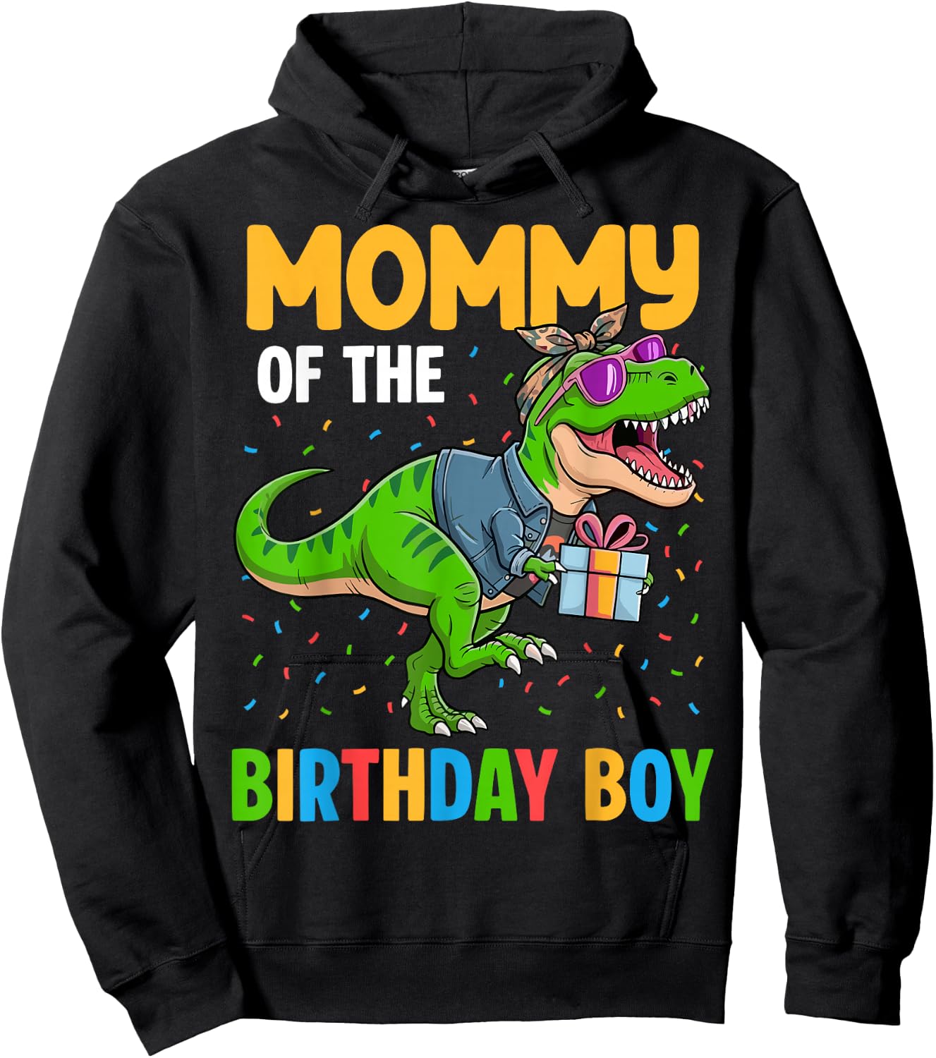 Mommy of The Birthday Party Outfit Dinosaur Squad Mom Hoodie - Hoodie | Black