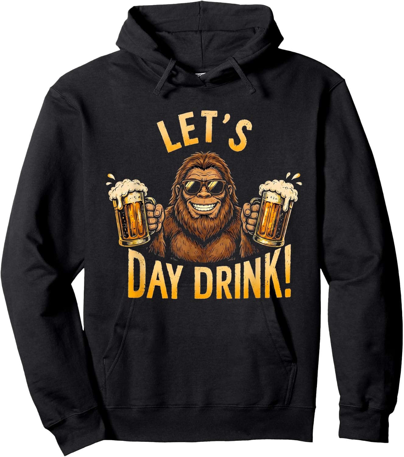 Bigfoot Let's Day Drink Funny Sasquatch Beer Lover Hoodie - Hoodie | Black