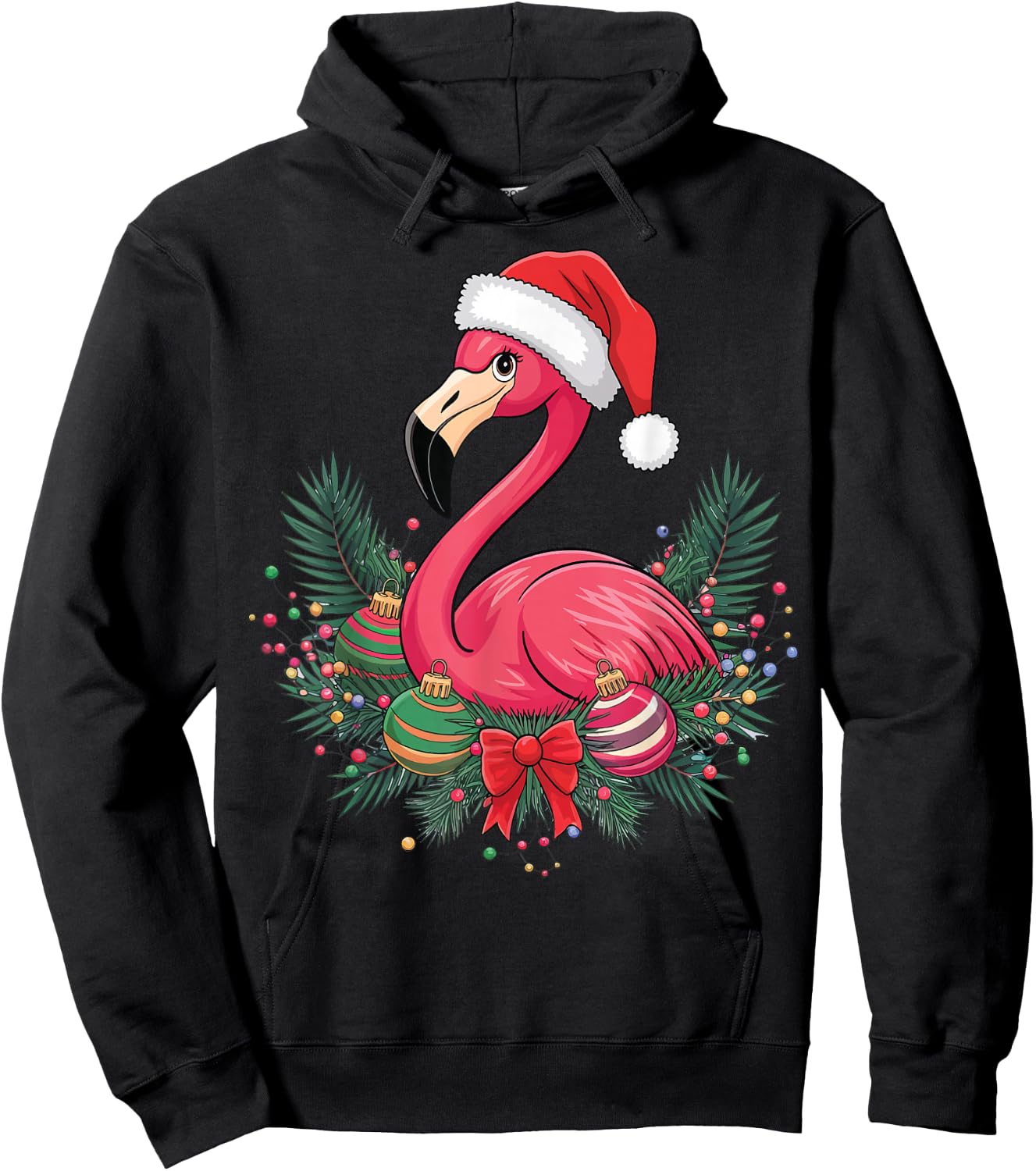Christmas Flamingo Winter Hoodie - Hoodie | Black