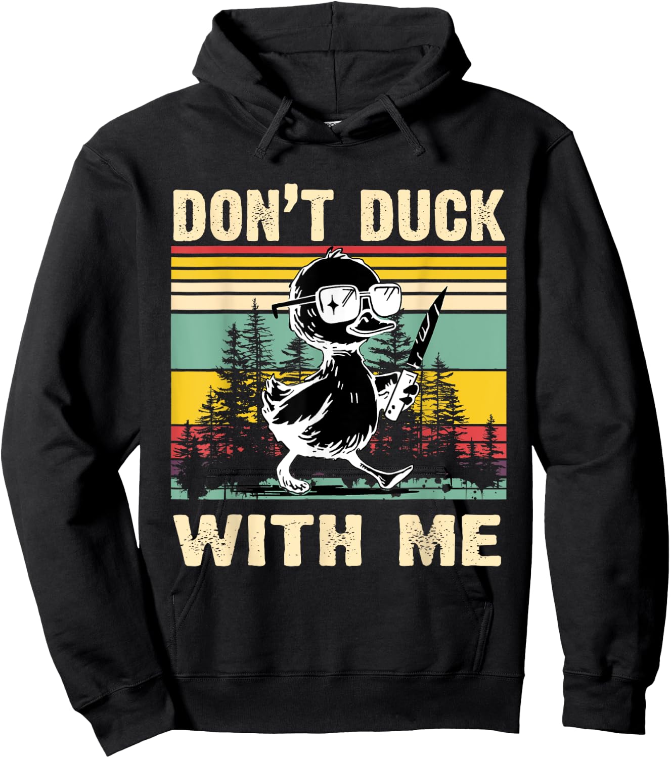 Funny Murderous Duck with Knife - Don't Duck With Me Meme Hoodie - Hoodie | Black
