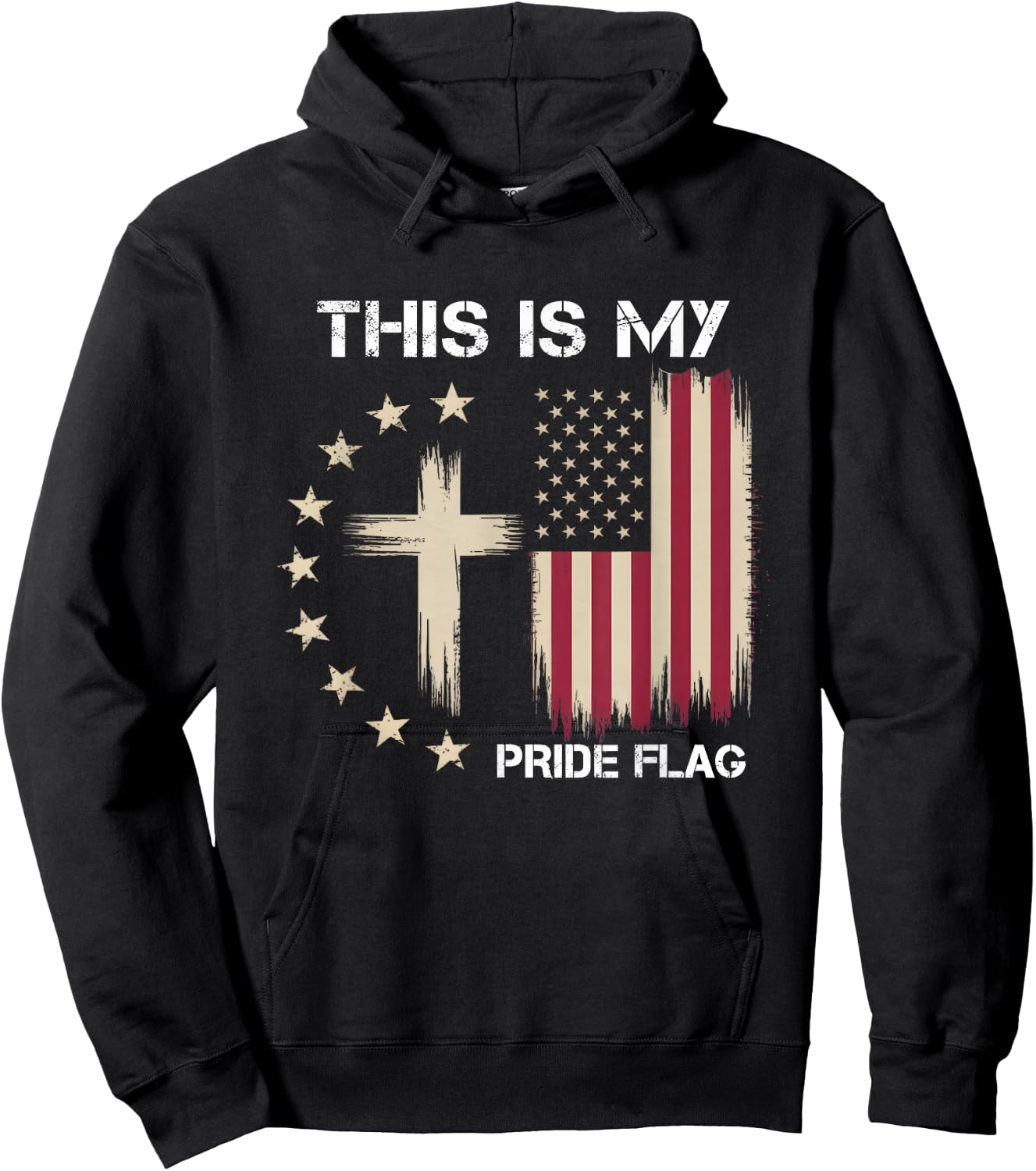 This is My Pride Flag Christian Patriotic American Flag Hoodie - Hoodie | Black