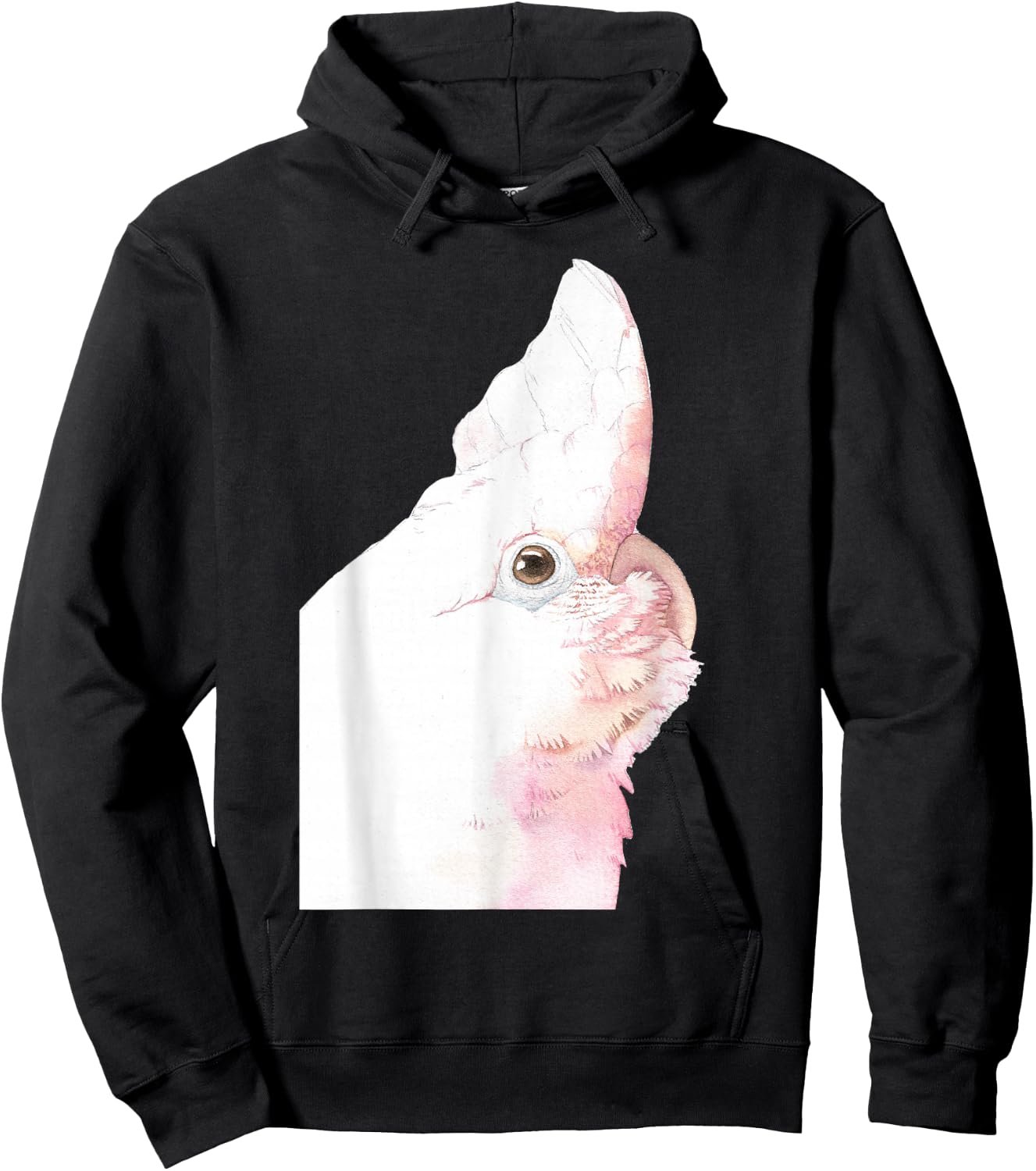 Goffin's Cockatoo Parrot Watercolor Painting Portrait Hoodie - Hoodie | Black