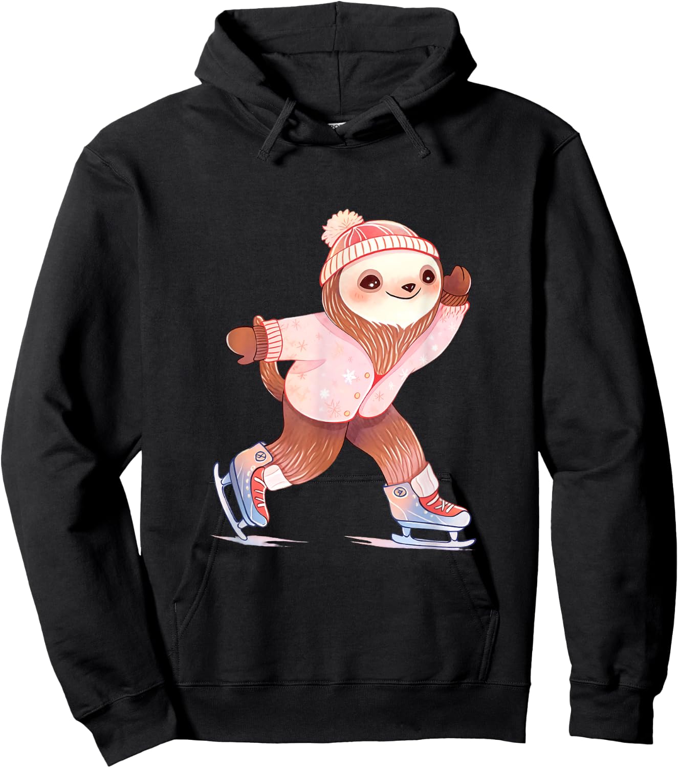 Sloth Ice Skating Figure Skater Ice Skates Hoodie - Hoodie | Black