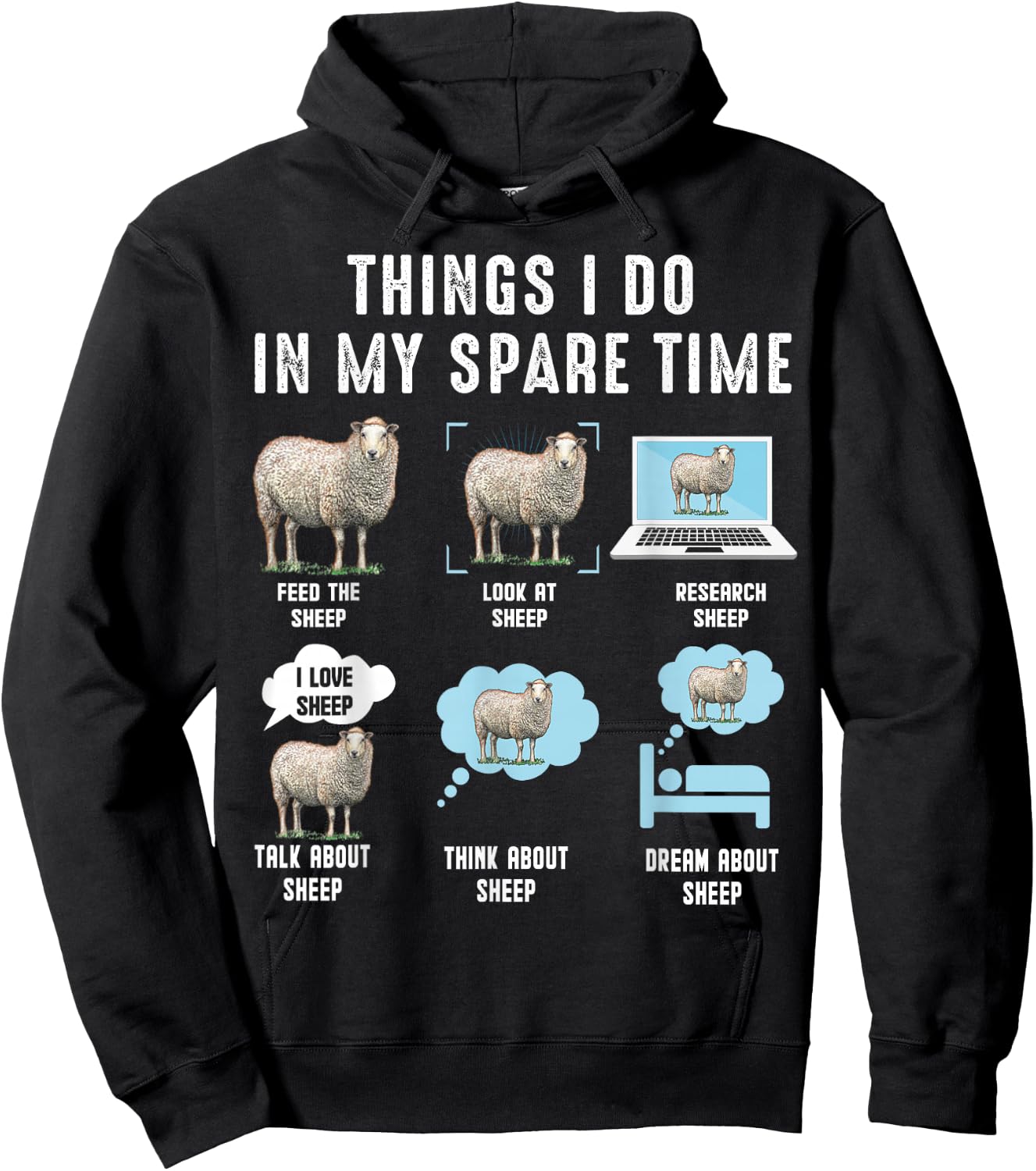 Things I Do In My Spare Time Sheeps funny sheep Hoodie - Hoodie | Black