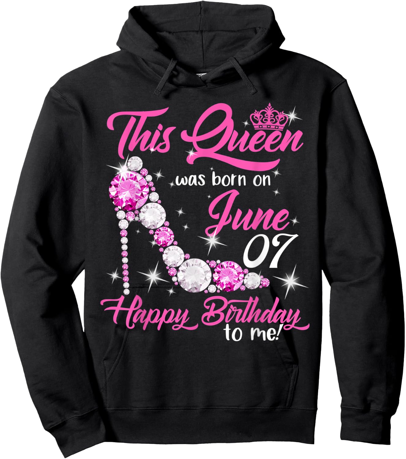 This Queen Was Born on June 7th High Heels Birthday Gifts Hoodie - Hoodie | Black