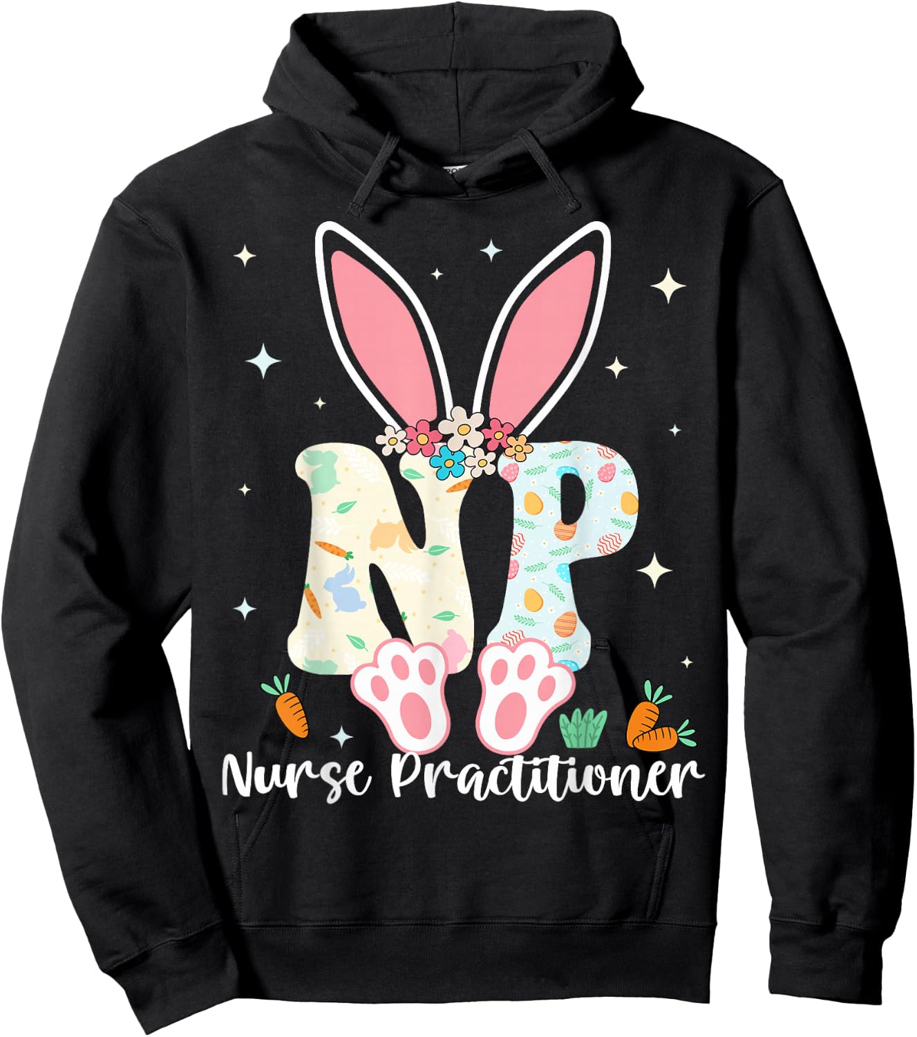 Nurse Practitioner - Happy Easter Sayings Egg Bunny Hoodie - Hoodie | Black