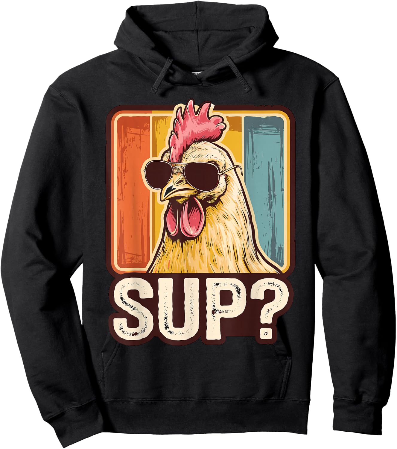 Sup? Chicken with Sunglasses Chicken Farmer Hoodie - Hoodie | Black