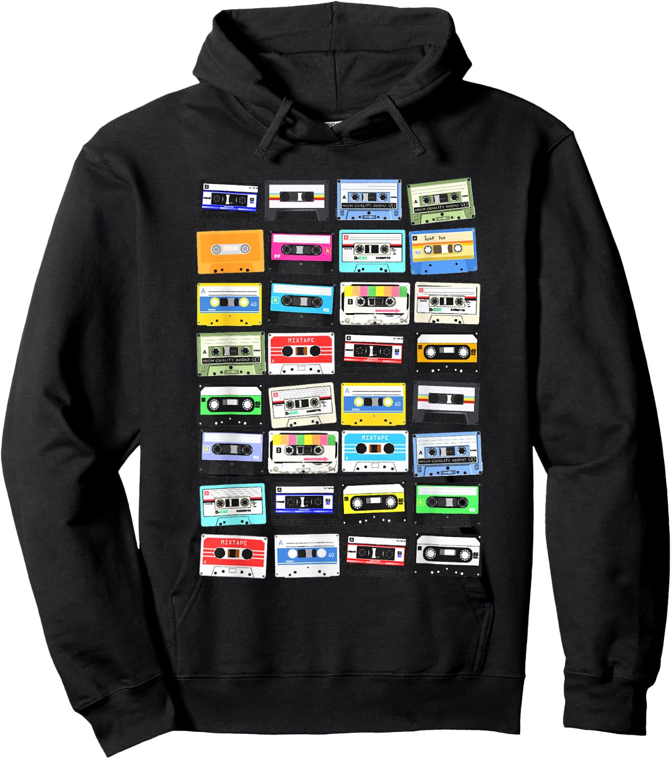 Cassette Tapes Mixtape 70s 80s 90s, vintage cassettes , Black Hoodie - Hoodie | Black