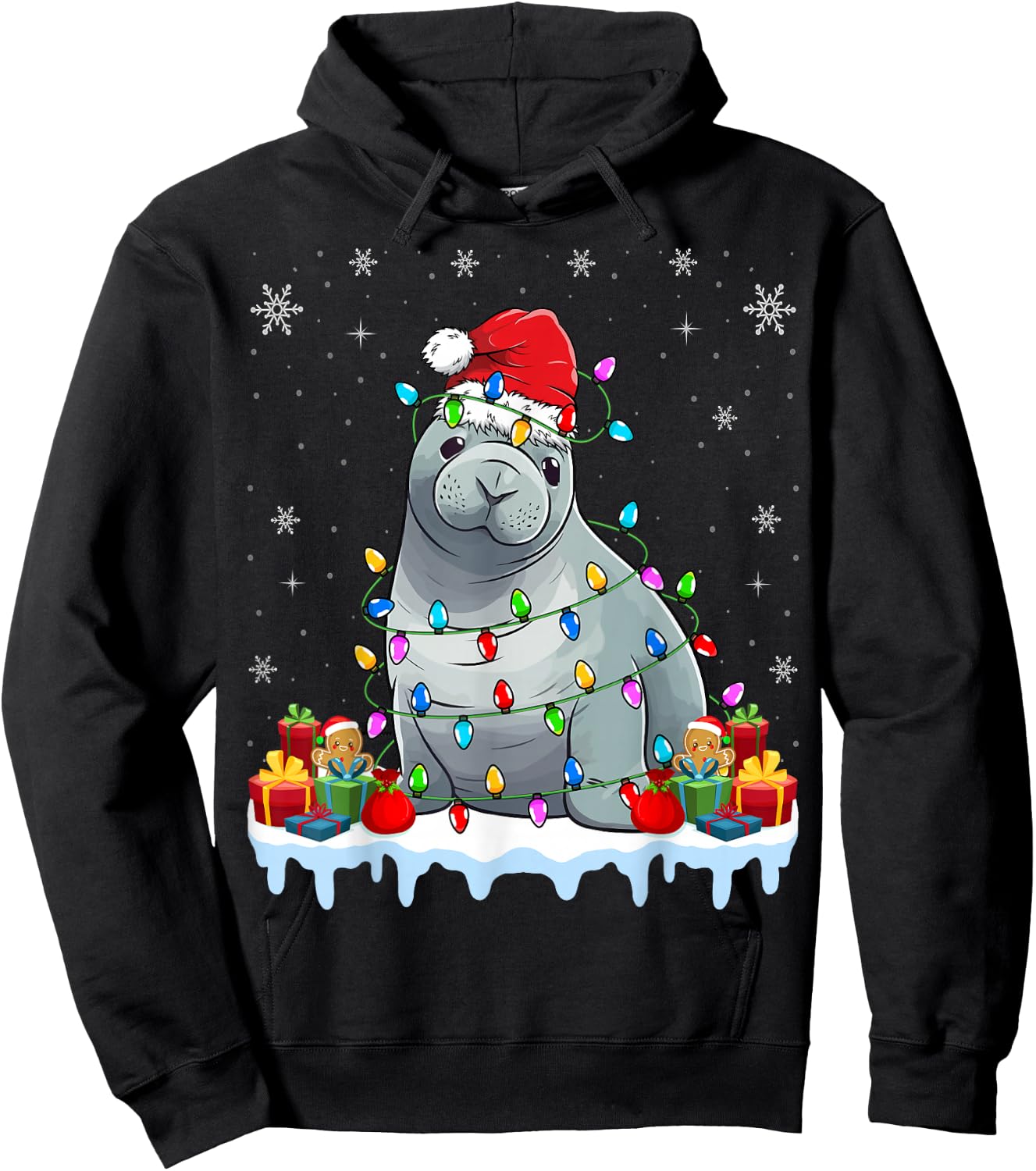 Seals Wearing Santa Hat Xmas - Seals Lover Christmas Hoodie - Hoodie | Black