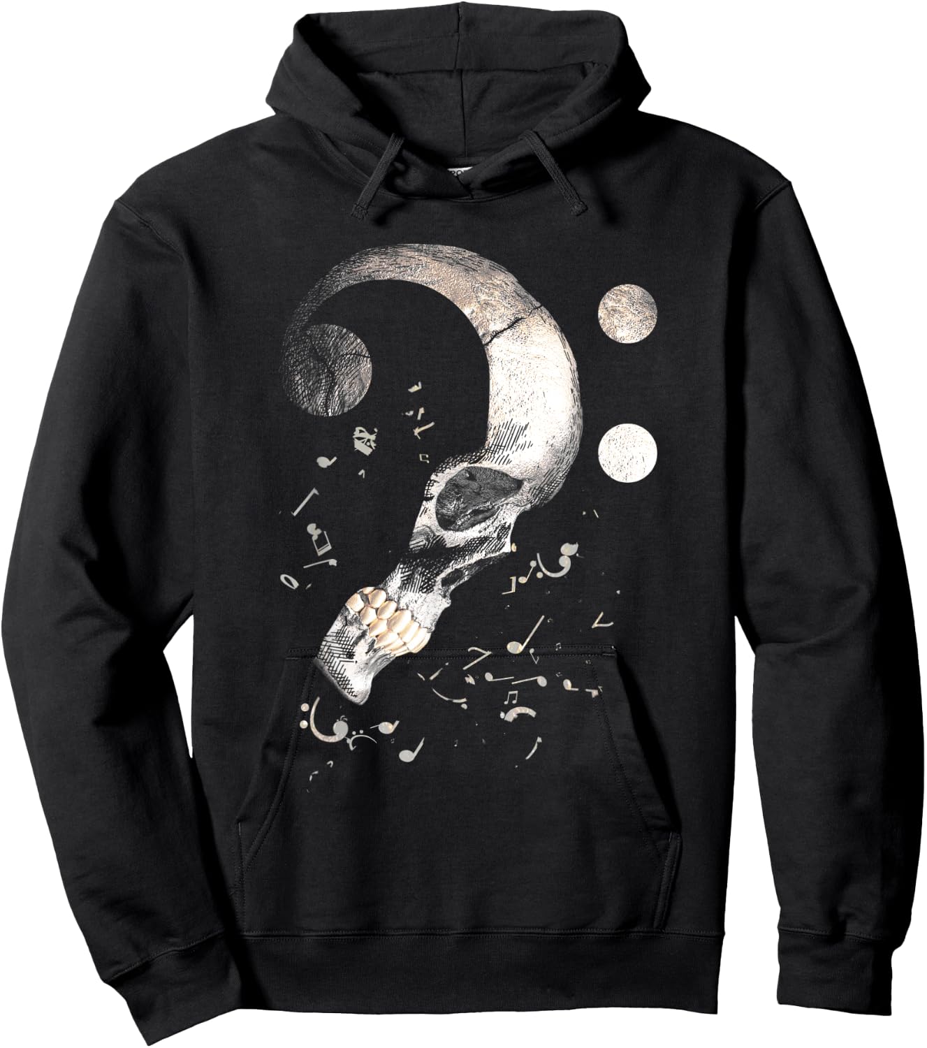 Vintage Bass Clef Skull Bass Guitar for Bassist Sheet Music Hoodie - Hoodie | Black