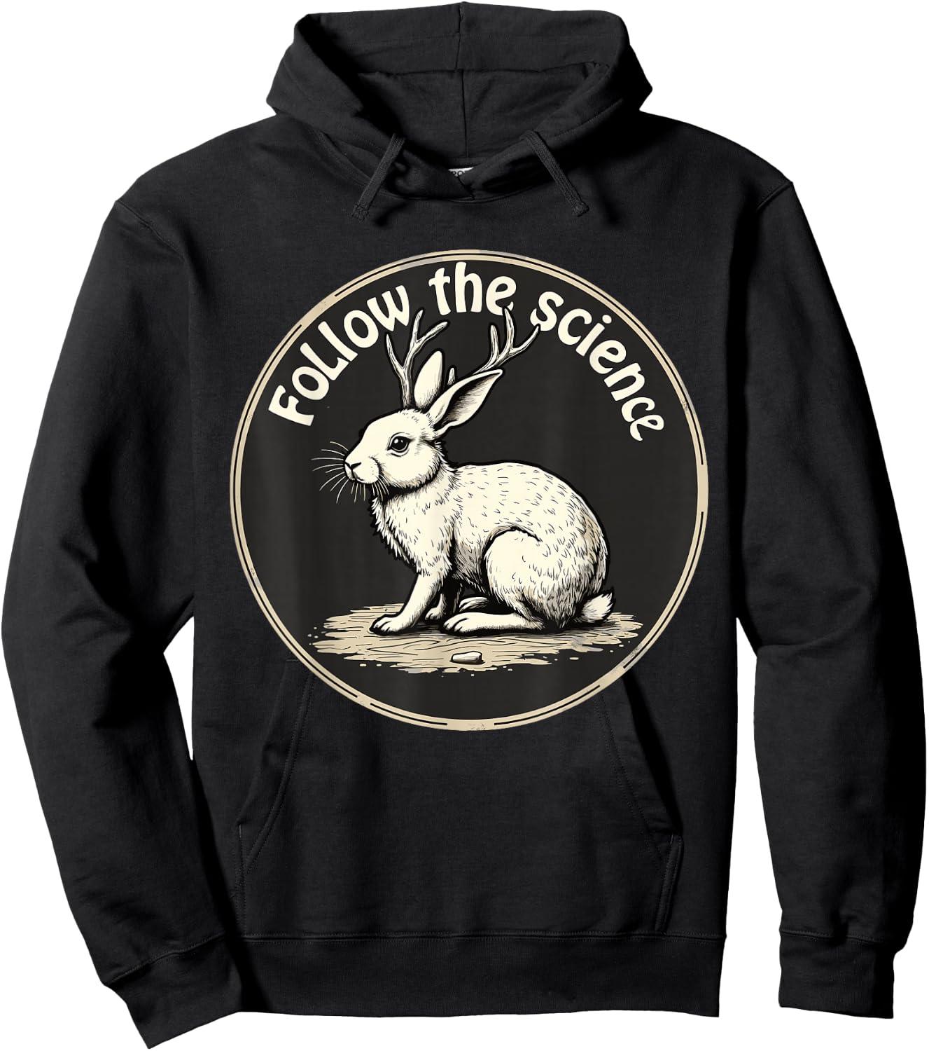 Jackalope Cryptid Mythical Rabbit Hoodie - Hoodie | Black