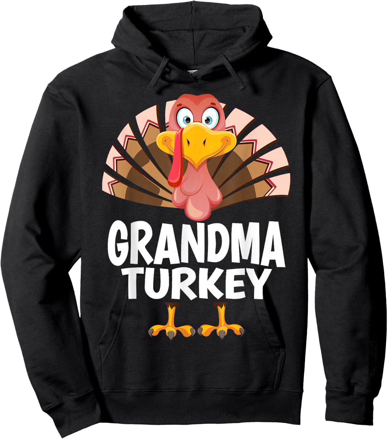 Thanksgiving Grandma Turkey Matching Pajama Hoodie - Hoodie | Black