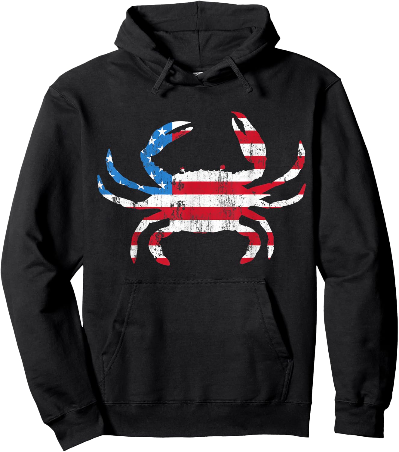 Crab Vintage American Flag Hoodie - Hoodie | Black