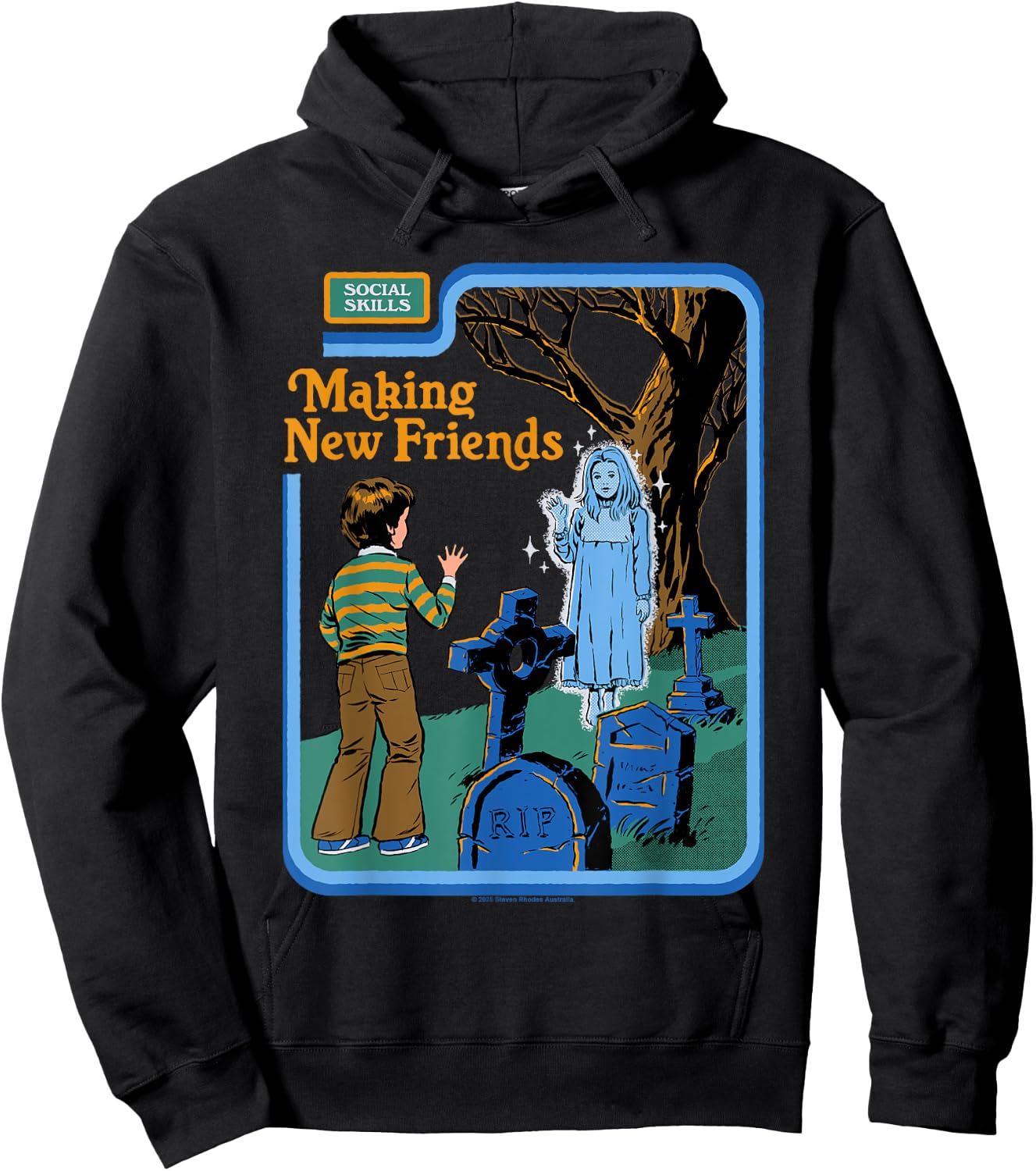 New Friends Ghost Sarcastic Retro Vintage Funny Adult Humor Hoodie - Hoodie | Black