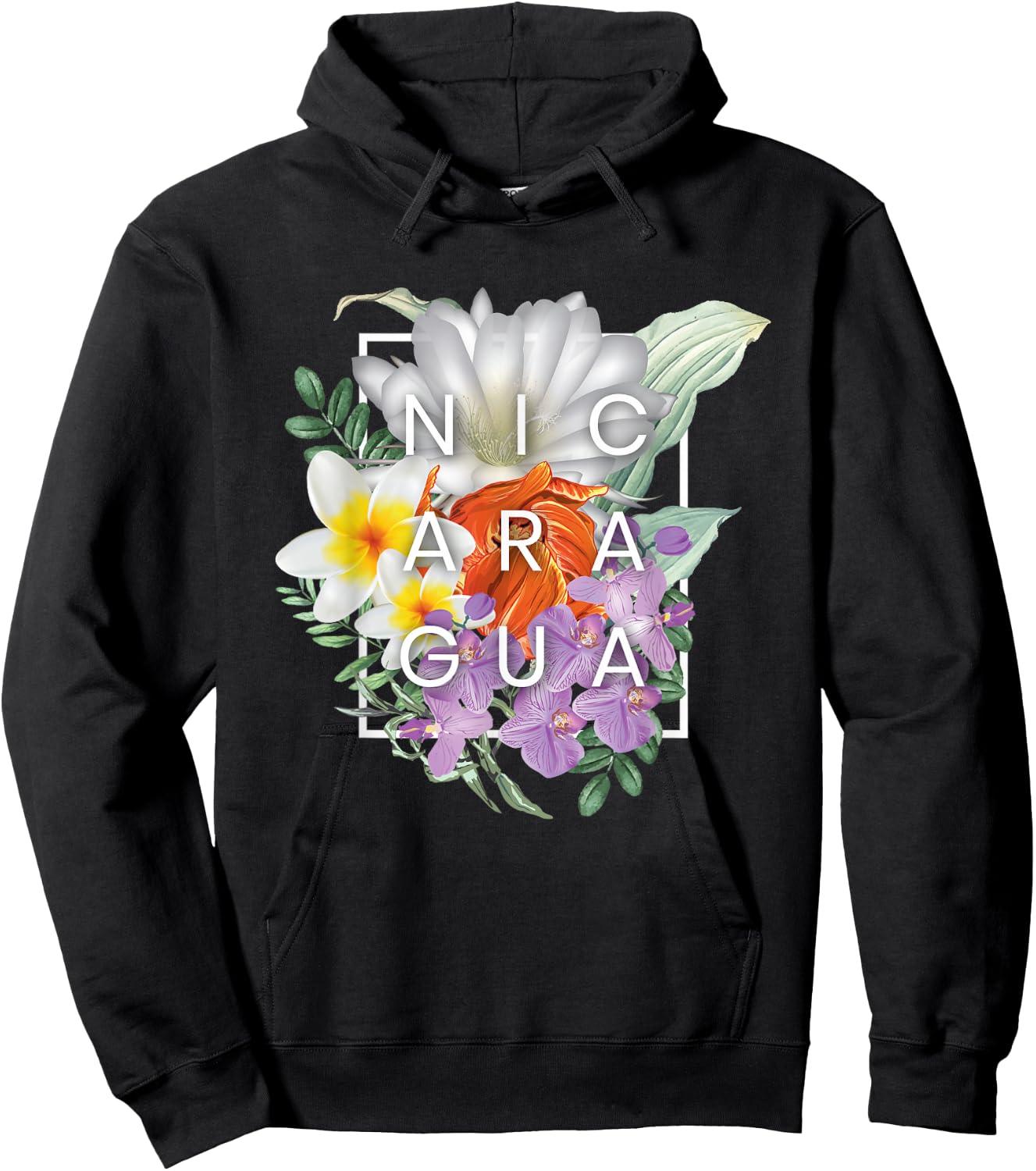 Flowers of Word Art Nicaragua - Nicaraguan Pride Hoodie - Hoodie | Black