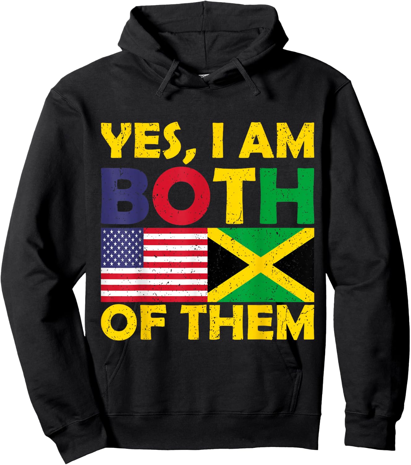 Yes I'm Both Of Them USA Flag And Jamaica Vintage Jamaican Hoodie - Hoodie | Black