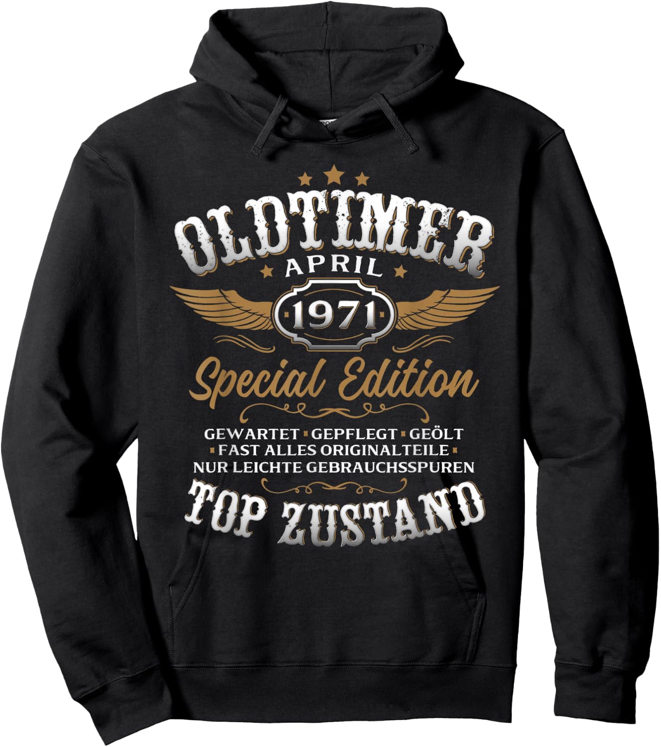 55. Geburtstag Geschenk Mann Oldtimer April 1971 55 Jahre Hoodie - Hoodie | Black