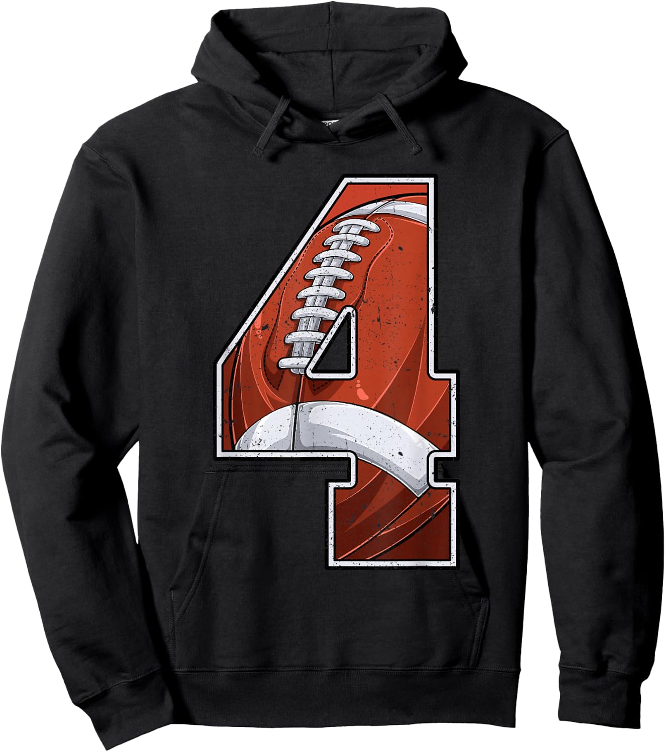 Football Fourth 4th Birthday Boy Four 4 Years Old Bday Party Hoodie - Hoodie | Black