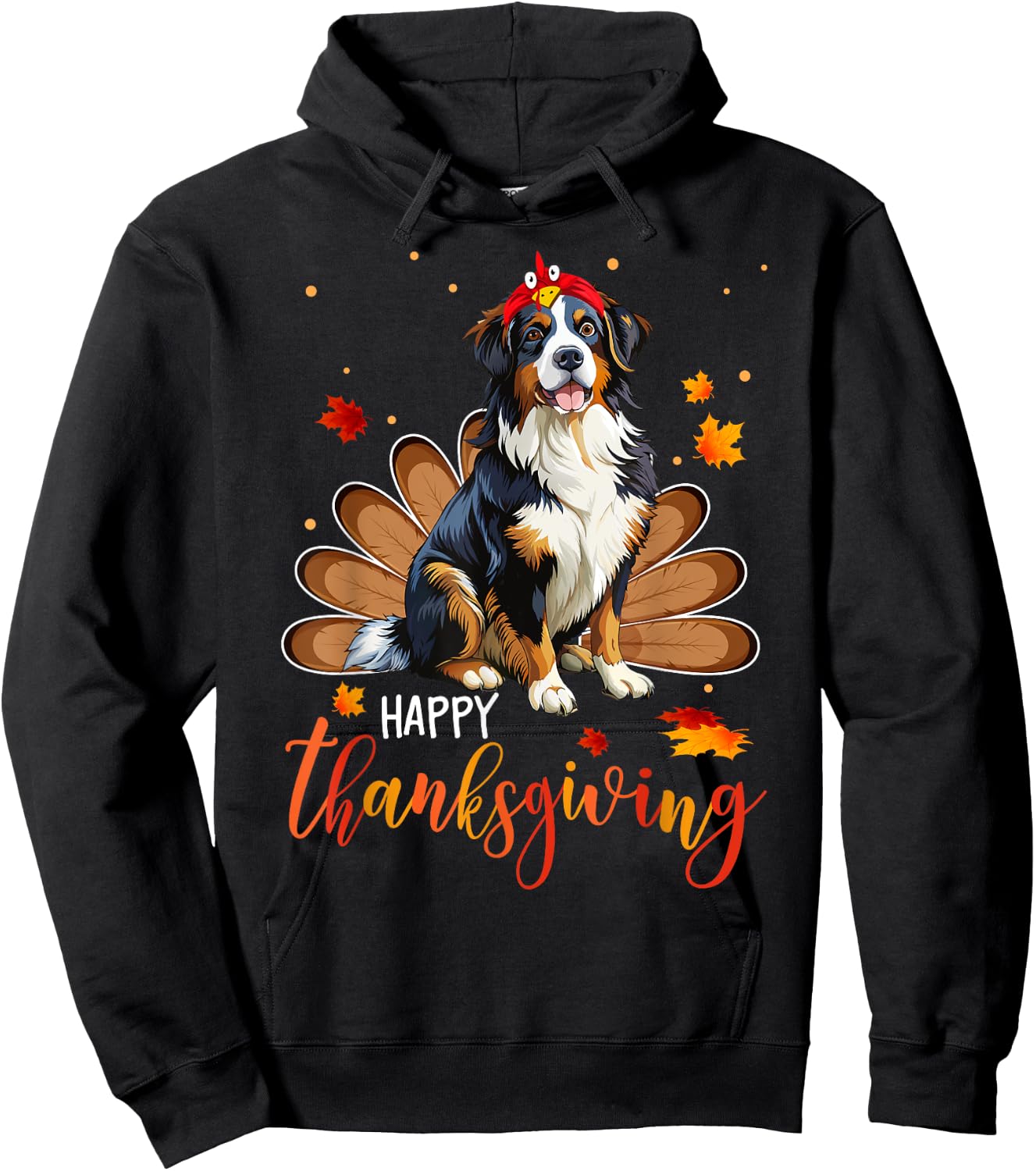 Cute Bernese Mountain Happy Thanksgiving turkey Dog Hoodie - Hoodie | Black