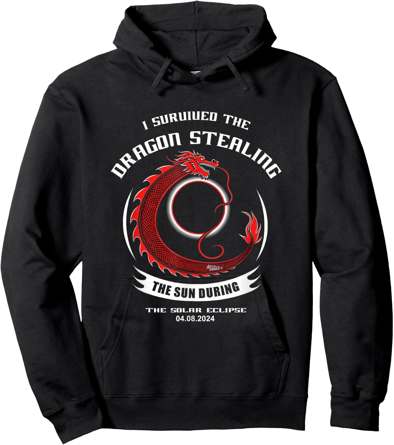 I Survived the Dragon Stealing the Sun Solar Eclipse 2024 Hoodie - Hoodie | Black