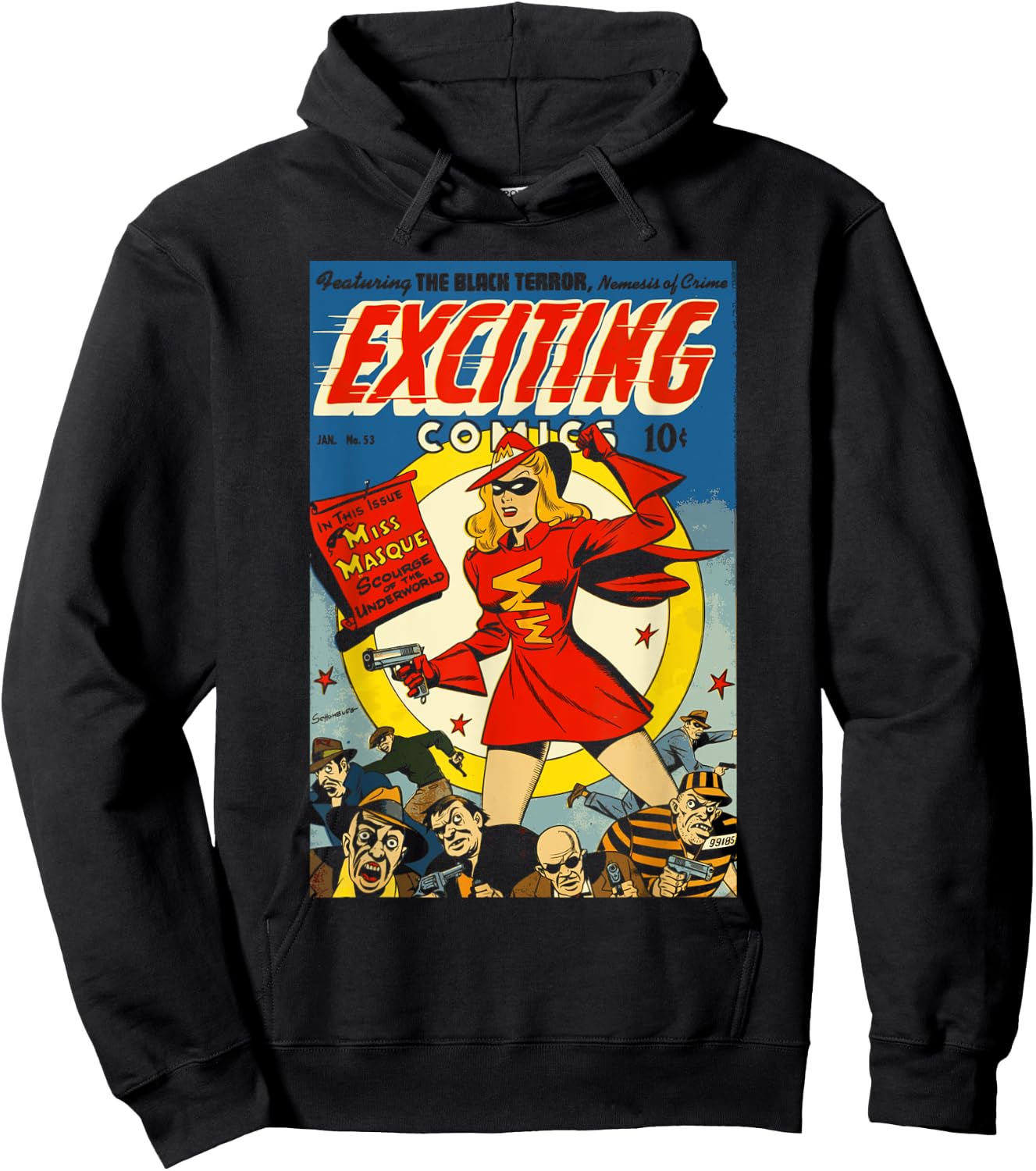 Vintage Comic Book Cover : 1940s Exciting Comics #53 Hoodie - Hoodie | Black