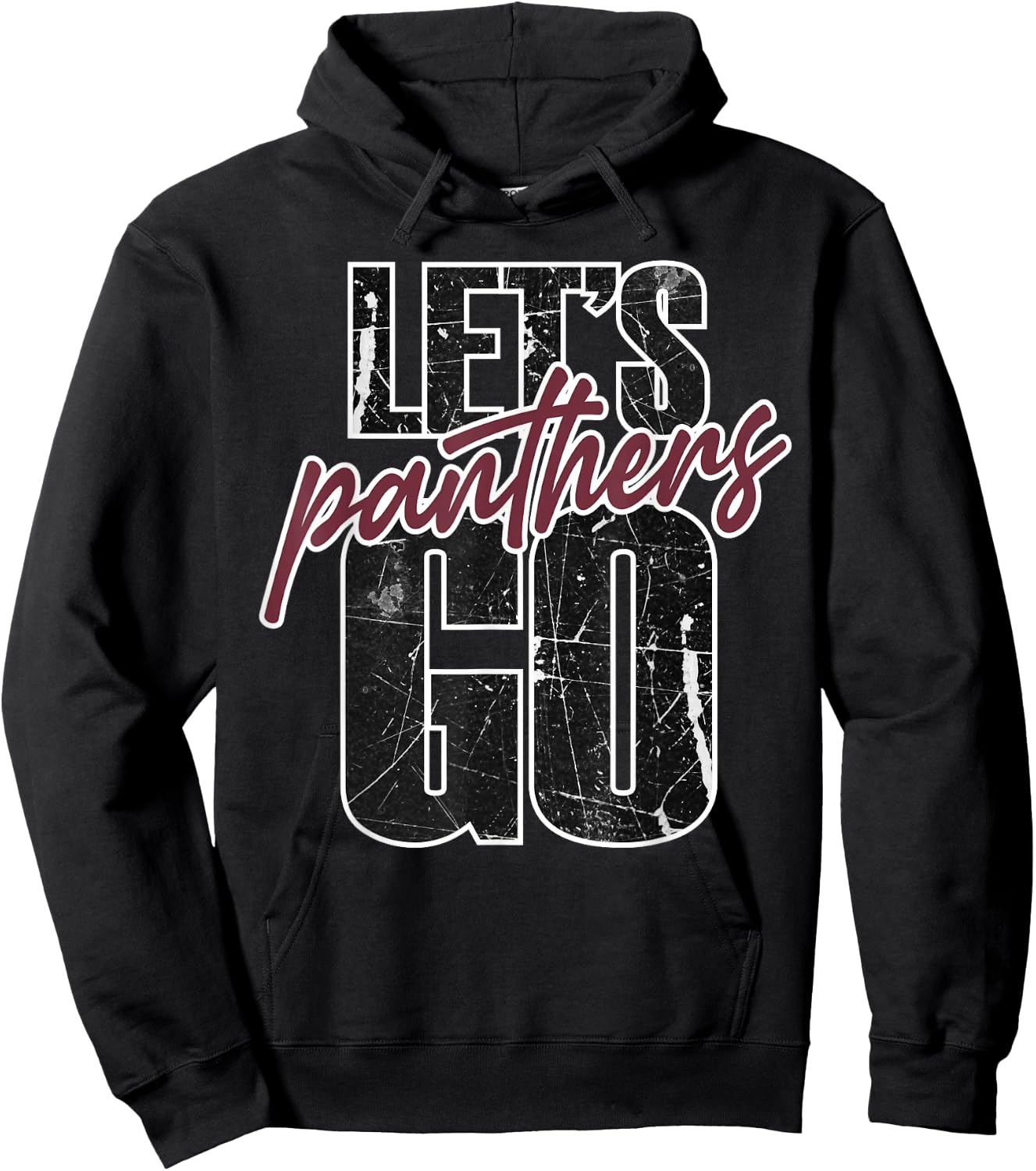 Lets Go Panthers Mascot School Spirit Maroon Panther Teacher Hoodie - Hoodie | Black