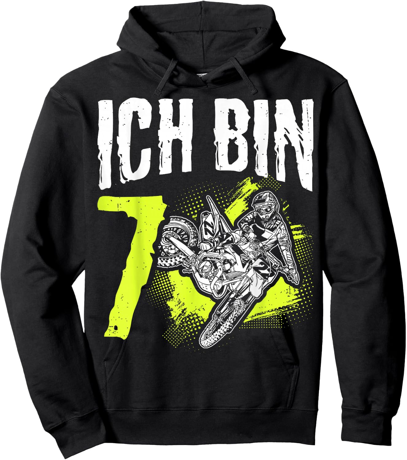 I Am 7th Birthday Motocross Gift , black Hoodie - Hoodie | Black