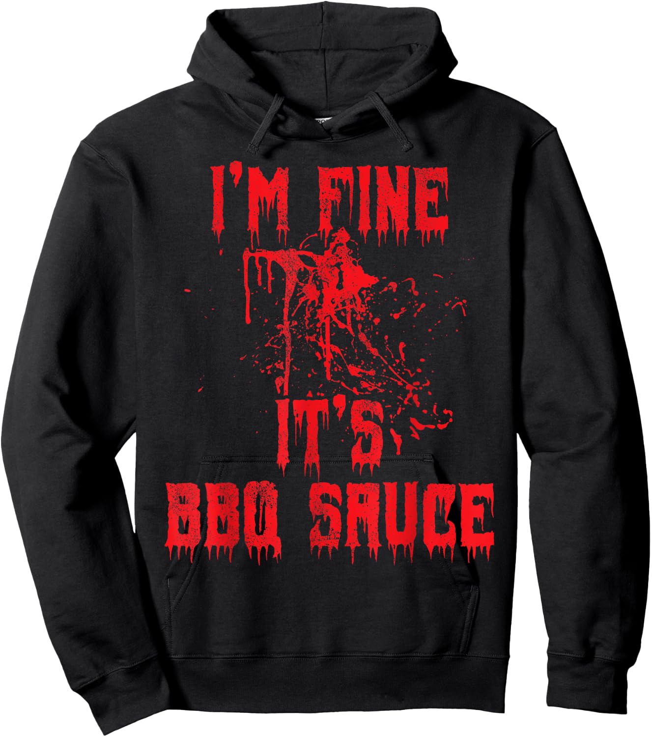 Blood Splatter - I'm Fine BBQ Sauce Funny Halloween Zombie Hoodie - Hoodie | Black