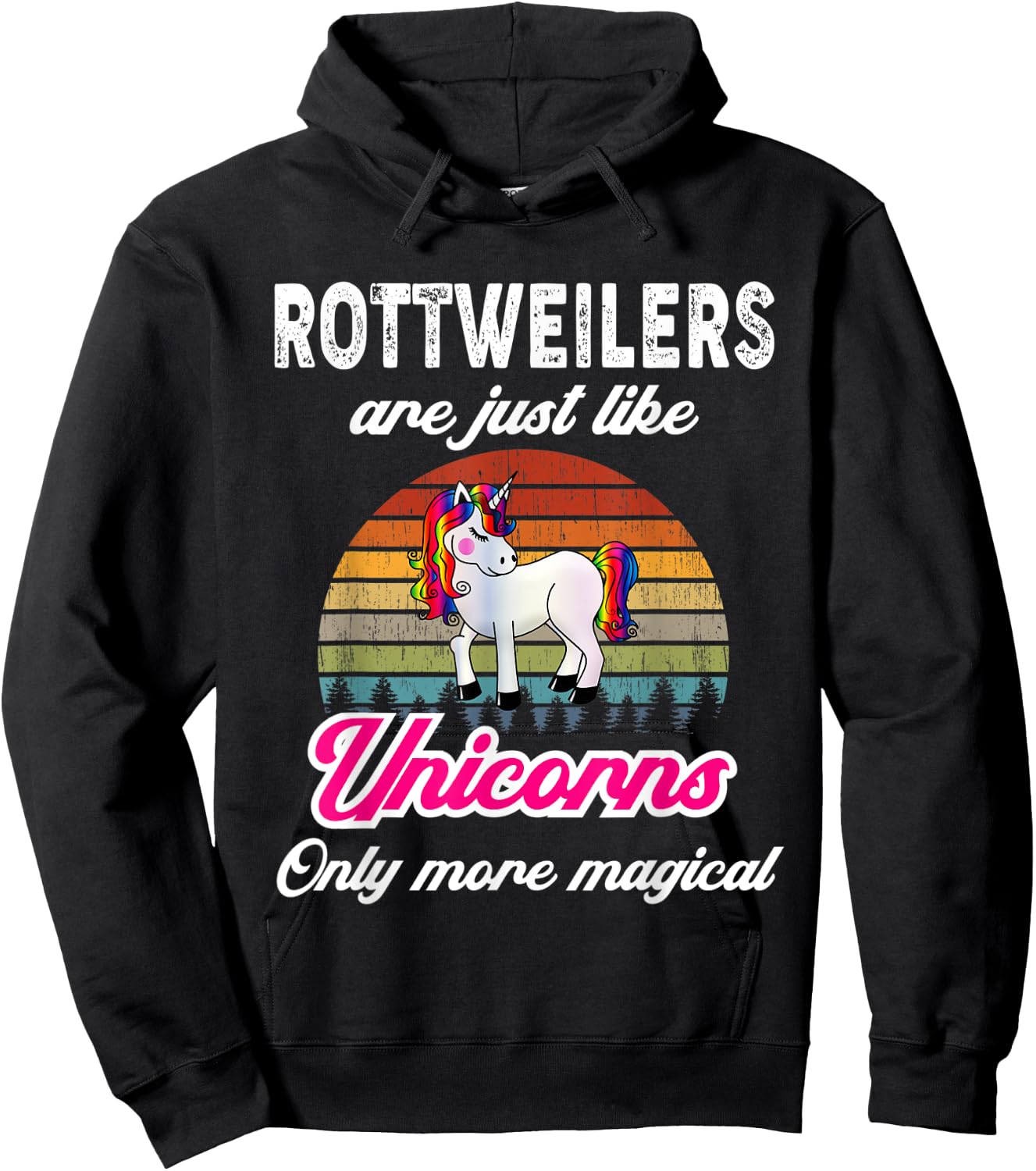 Lustiges Rottweilers Design / Retro Einhorn Vintage Sunset Hoodie - Hoodie | Black