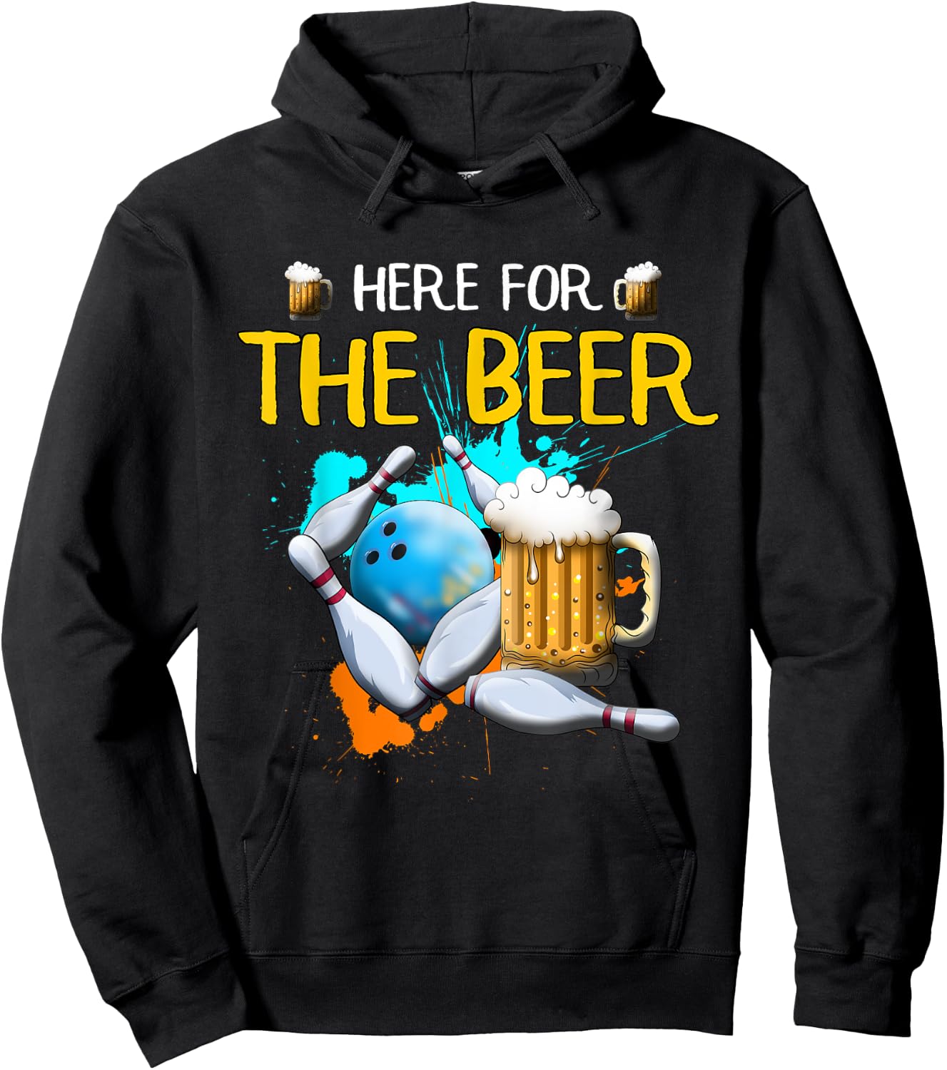 Bowling Here For The Beer Bowling Ball Strike Beer Beer Hoodie - Hoodie | Black