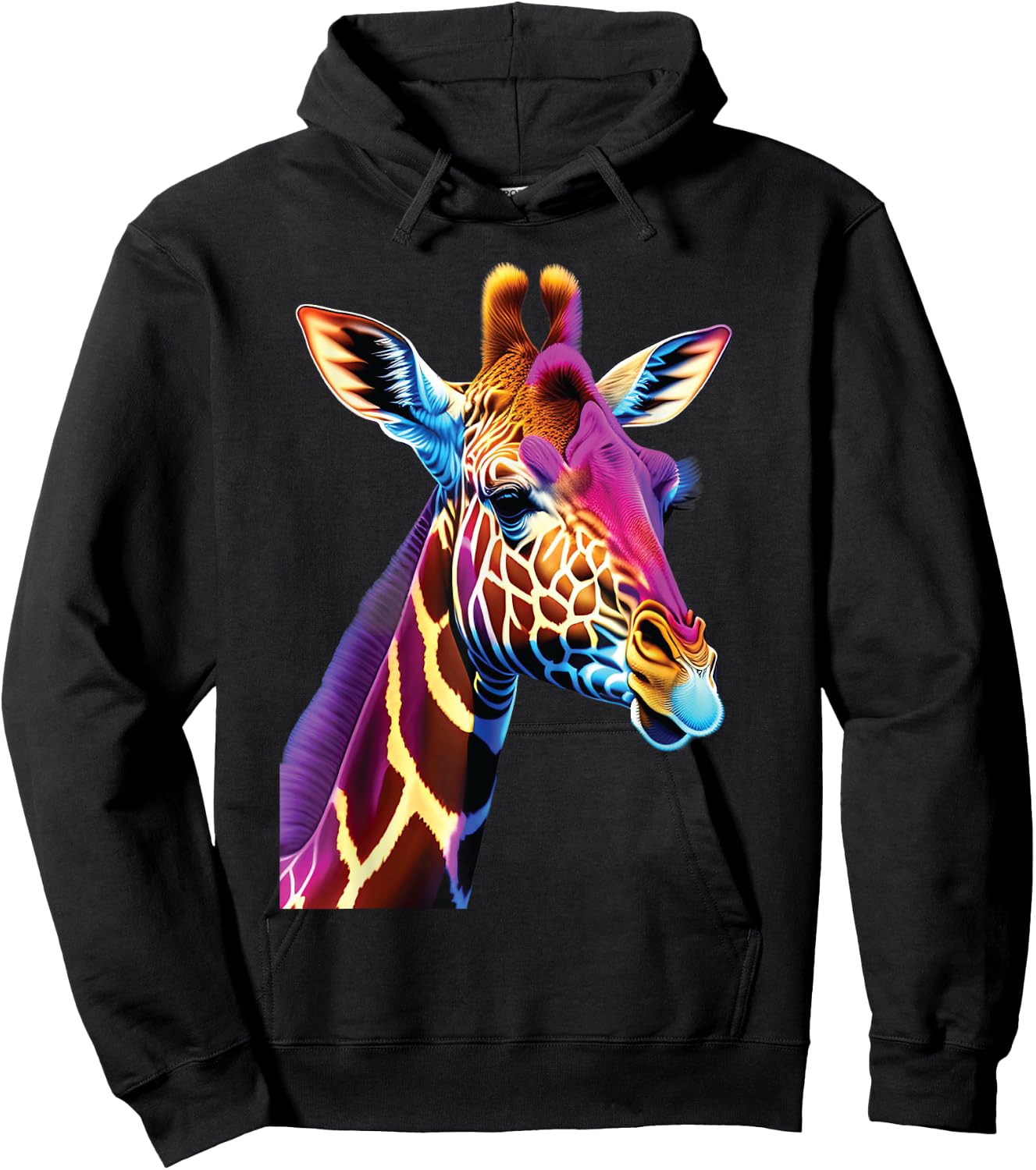 cute colorful Giraffe head art face for lover safari African Hoodie - Hoodie | Black