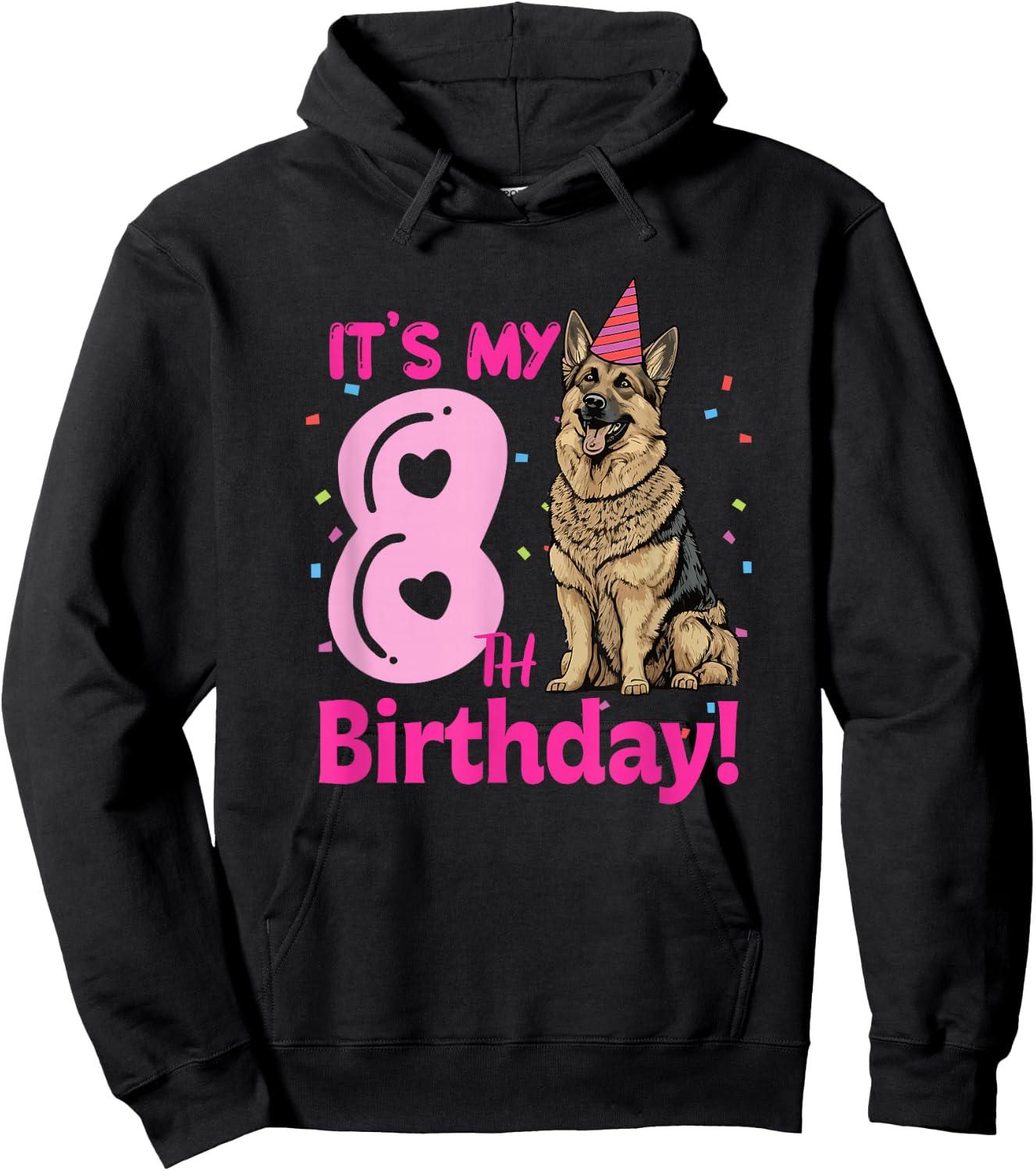 It's My 8th Birthday German Shepherd Dog Lovers 8 Years Old Hoodie - Hoodie | Black