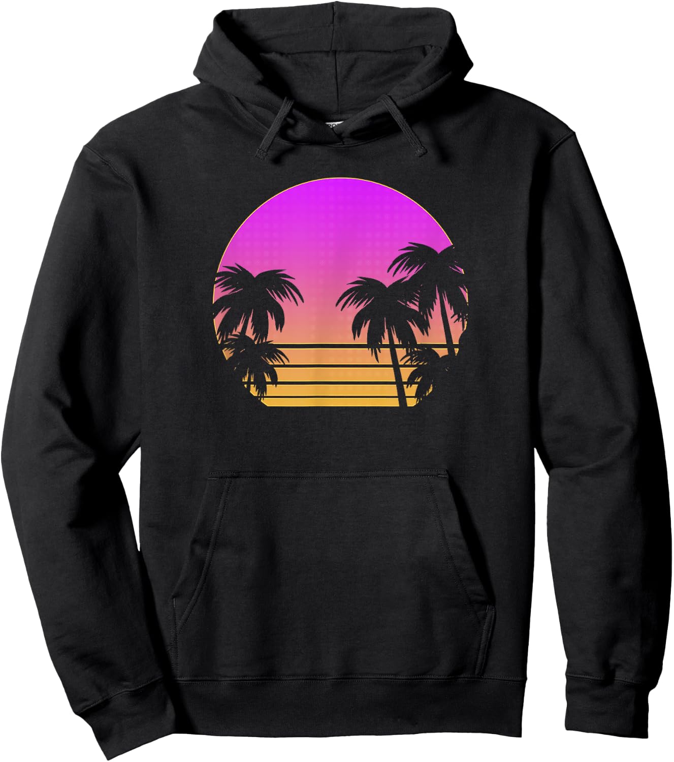 Retro 80s Palm Trees: Vaporwave / Outrun Art Sunset Beach Hoodie - Hoodie | Black