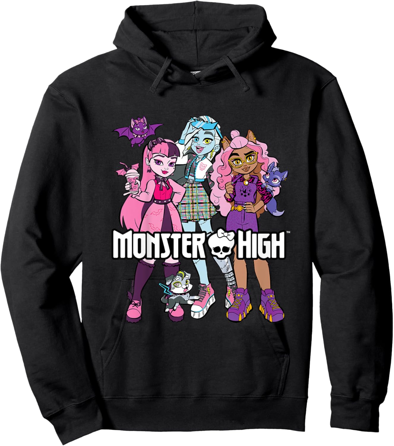 Kinder Monster High - Student - Gruppe mit Haustieren Hoodie - Hoodie | Black