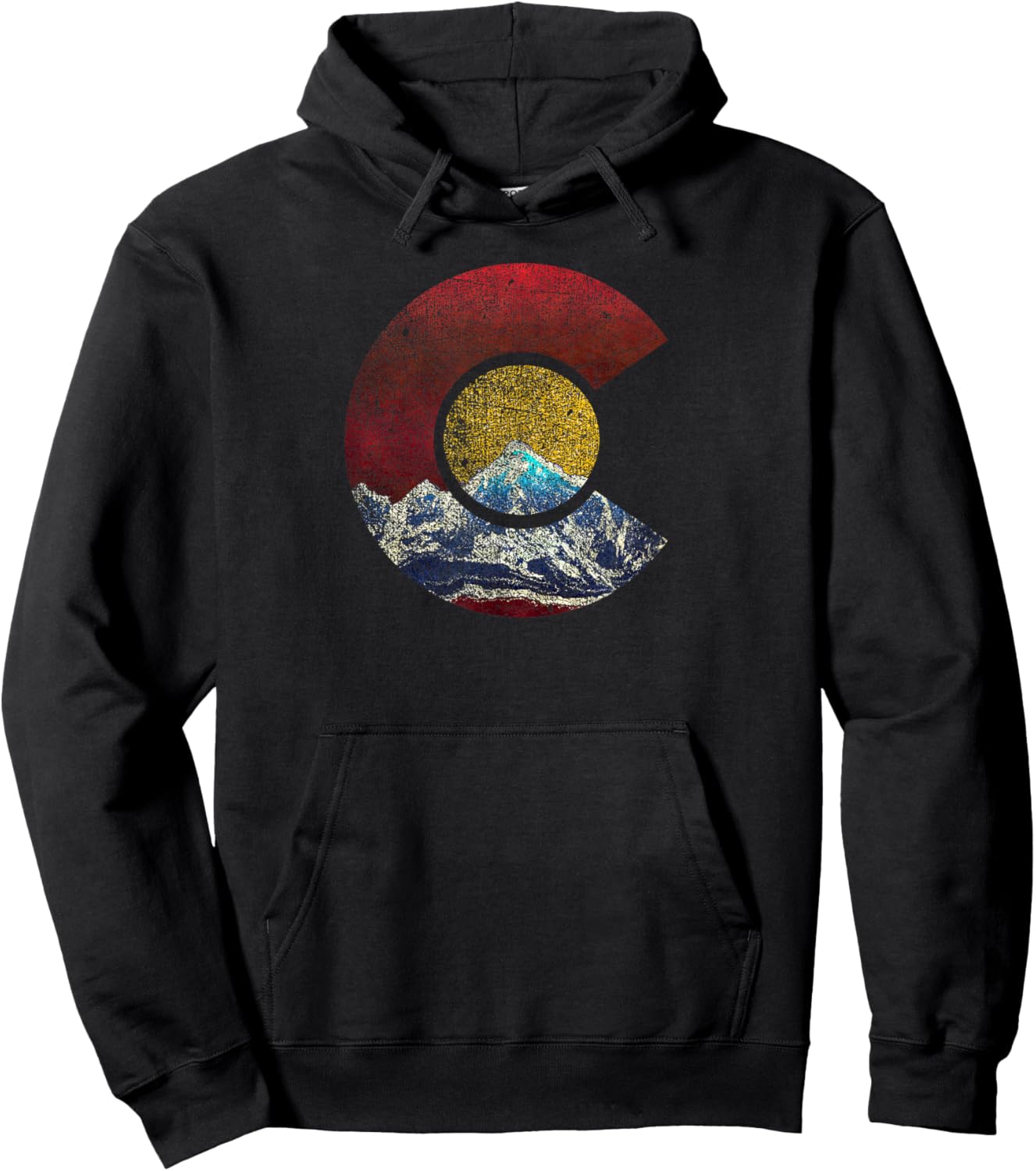 Colorado Shirt with Flag Themed Mountain Hoodie - Hoodie | Black