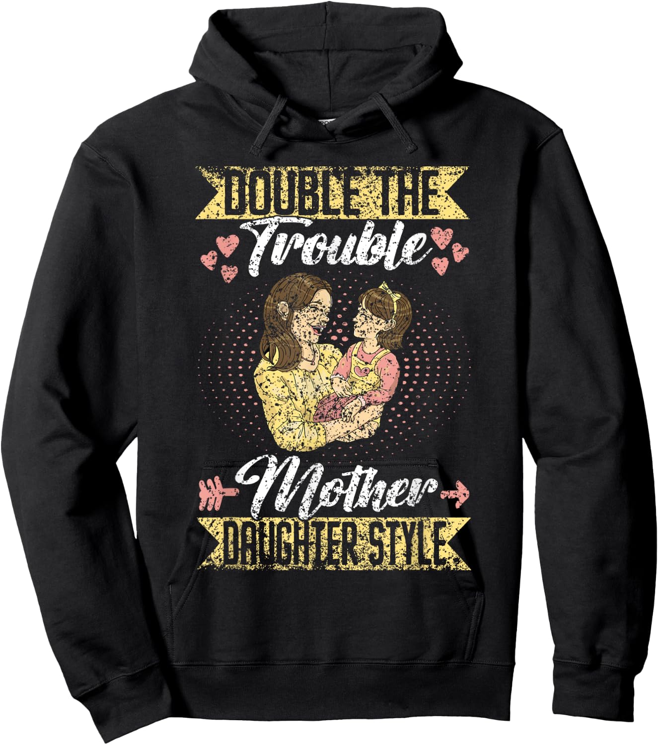 Double The Trouble Mother-Daughter Style Mother Daughter Mom Hoodie - Hoodie | Black